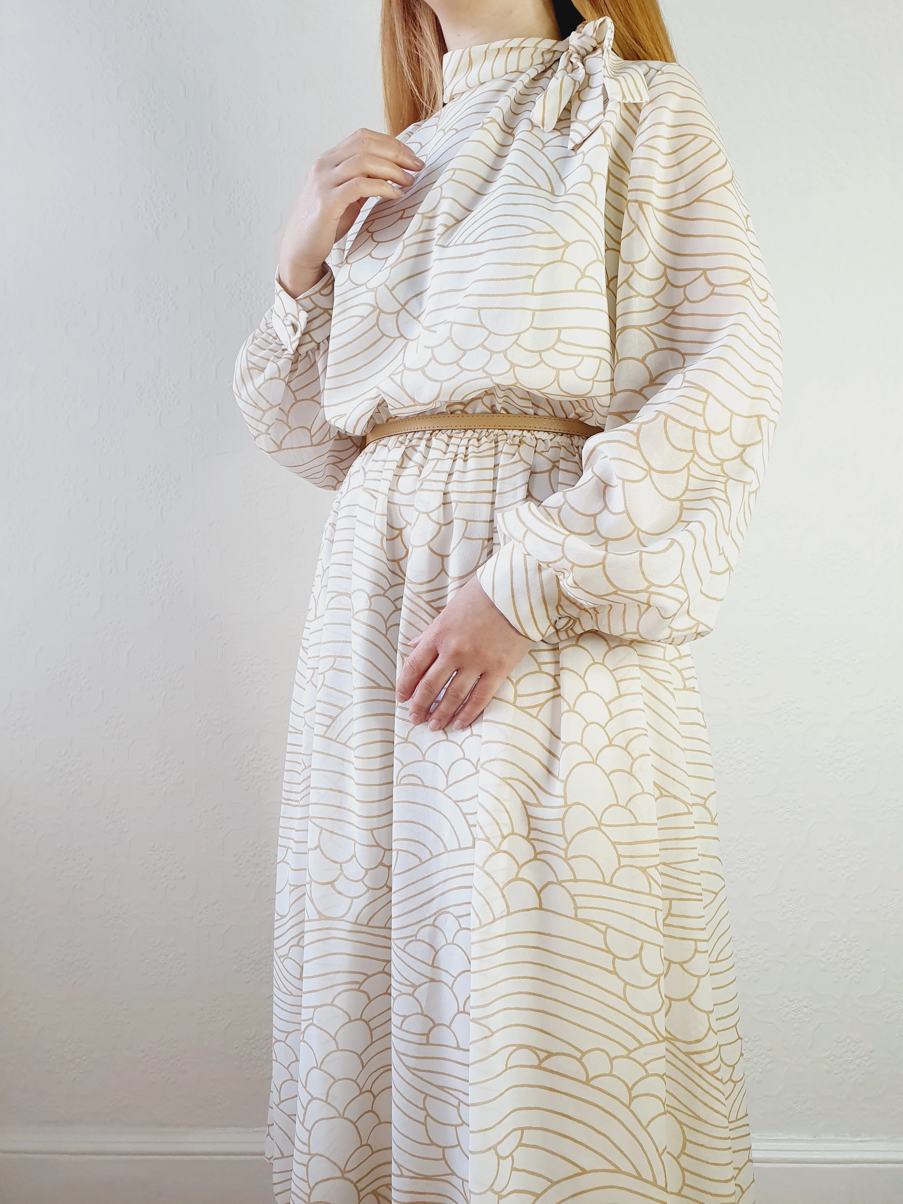 1970s Pussy Bow Dress - XL/XXL - Image 2
