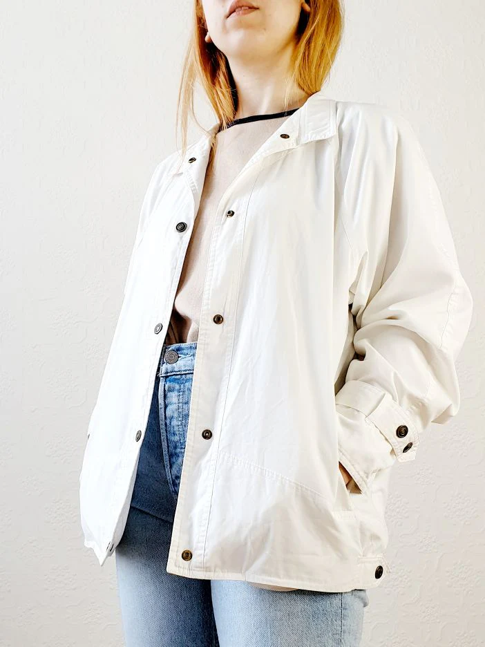1980s White Bomber Jacket - M/L - Image 2