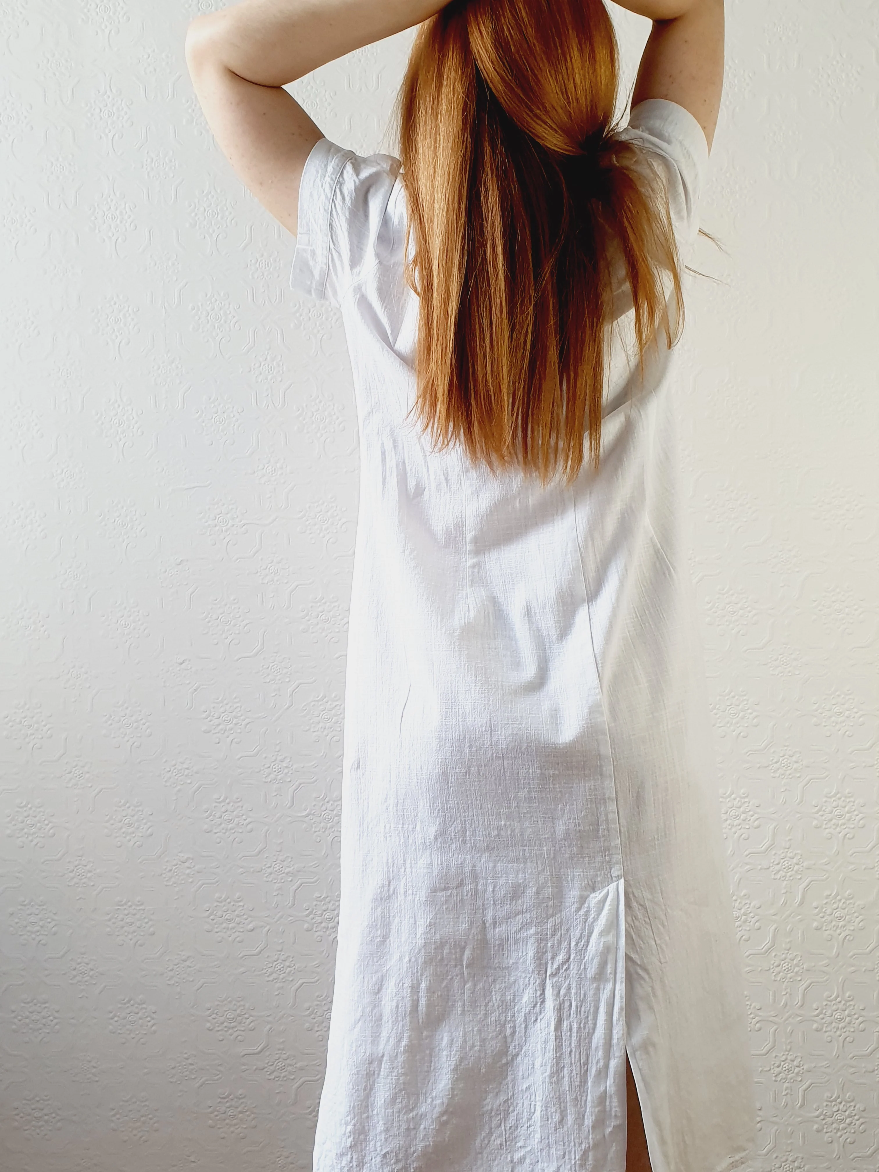 1980s White Linen Dress - XL - Image 5