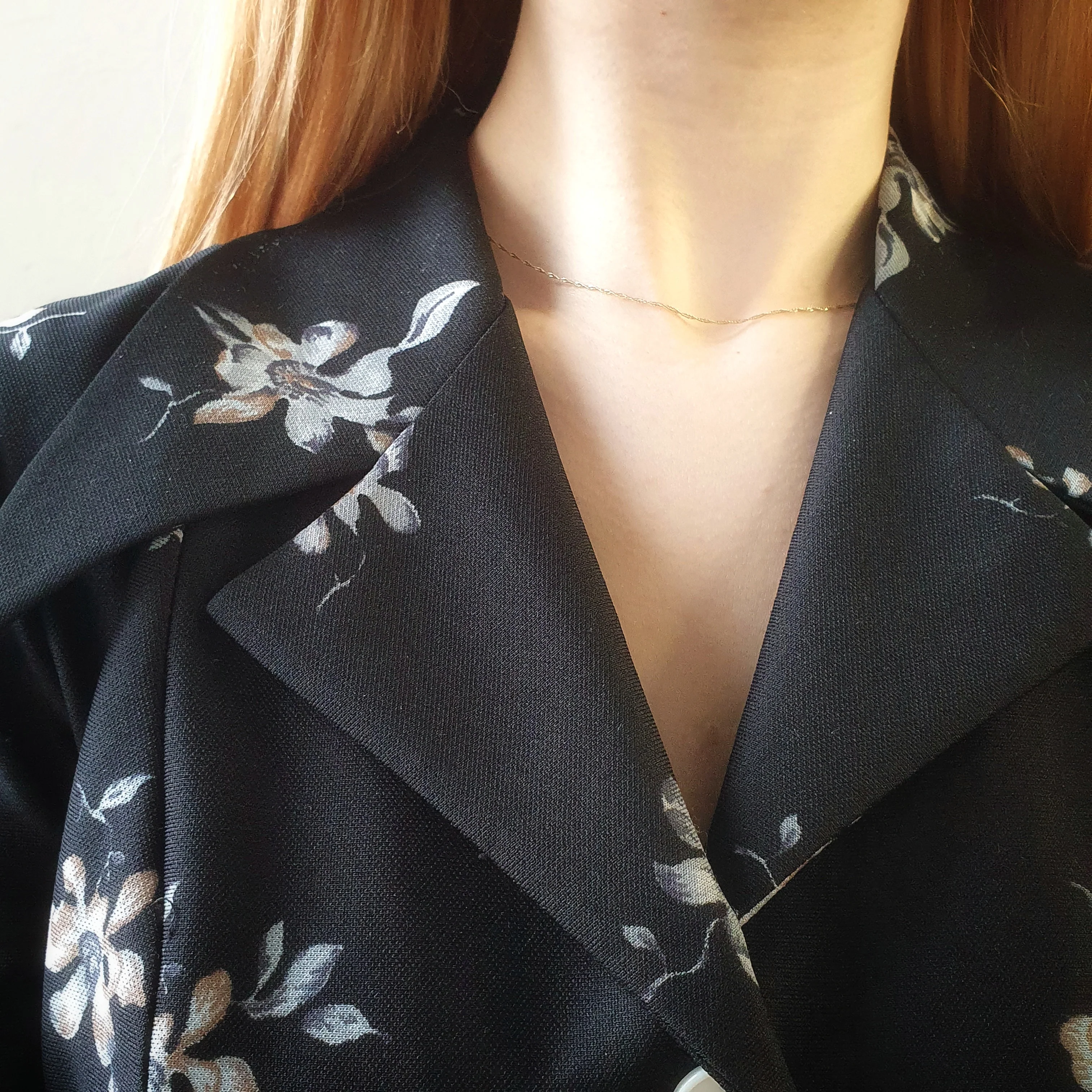 70s Black Floral Dress - M - Image 2