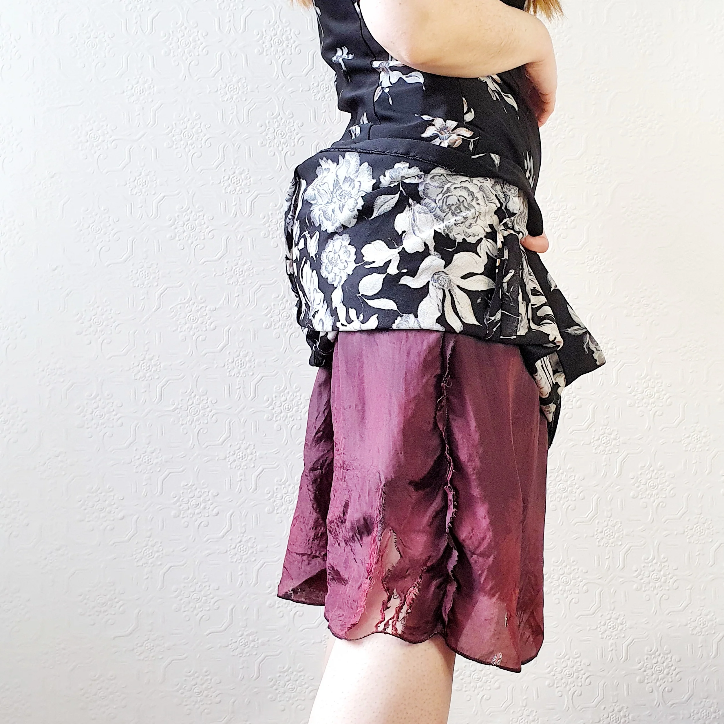 70s Black Floral Dress - M - Image 4