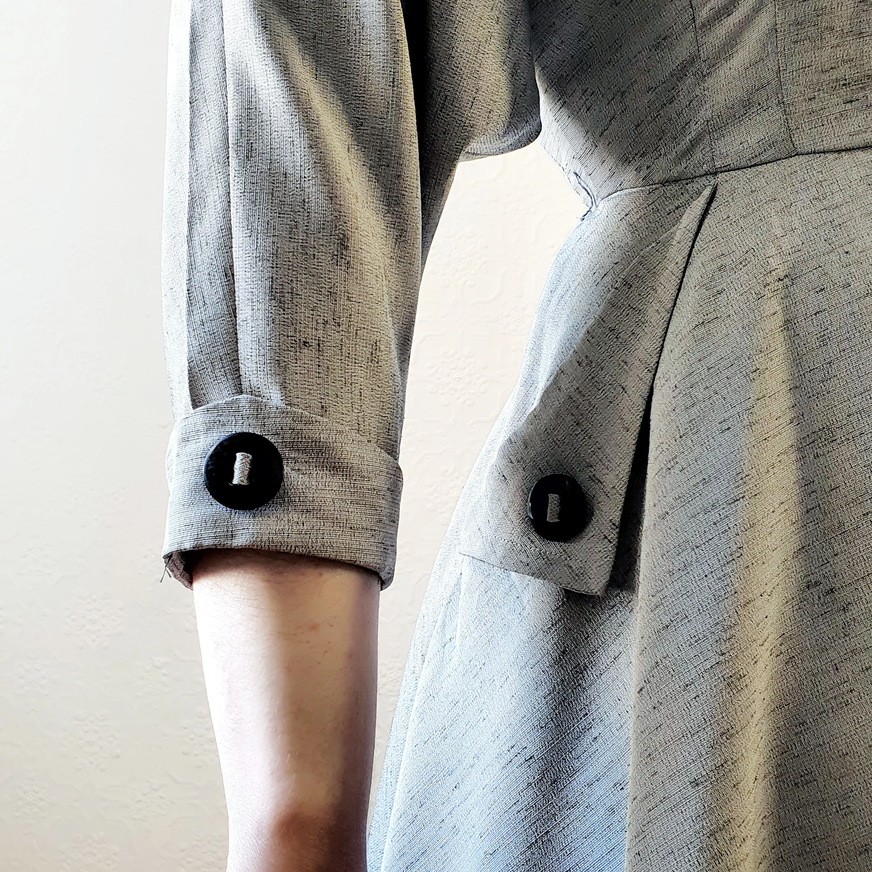 80s Grey Full Skirt Dress - M - Image 5