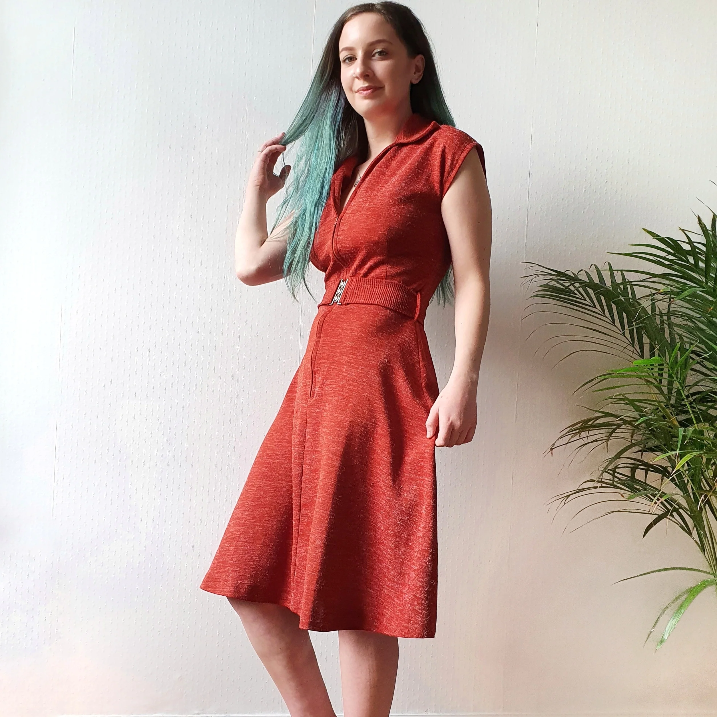 Belted A-line Dress - M - Image 4