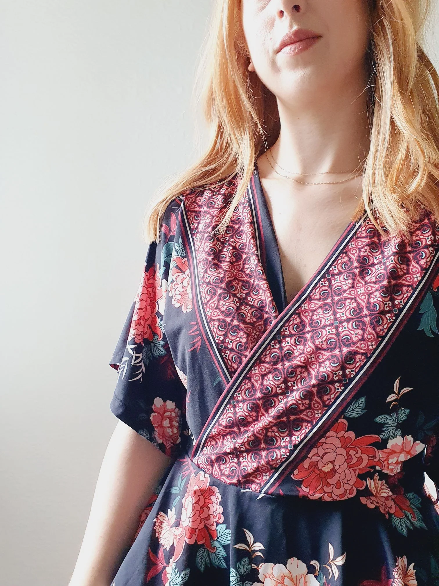 Black Floral Peplum Top - M - Image 4