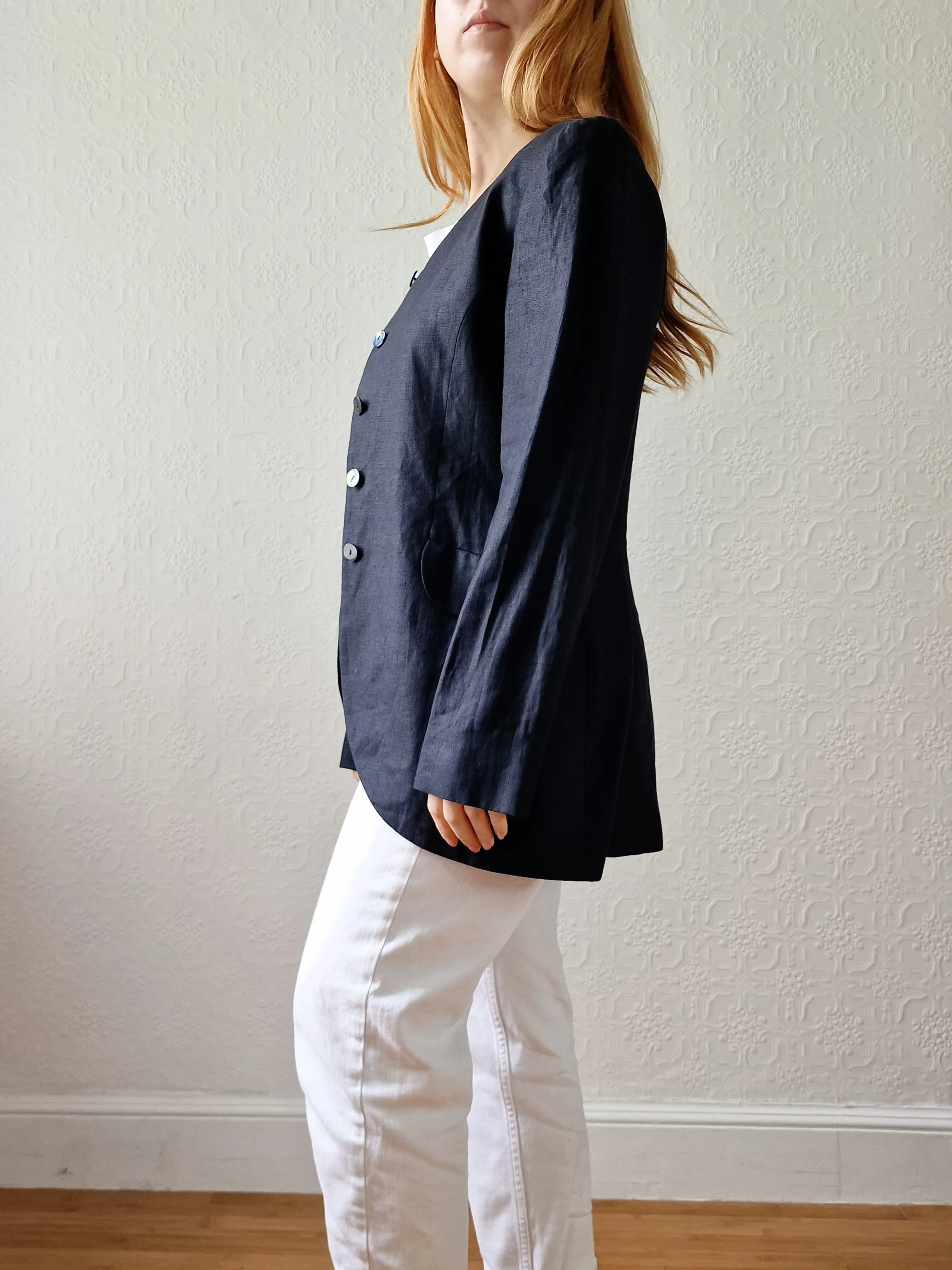 Black Linen Lightweight Blazer by Kenzo - S - Image 2