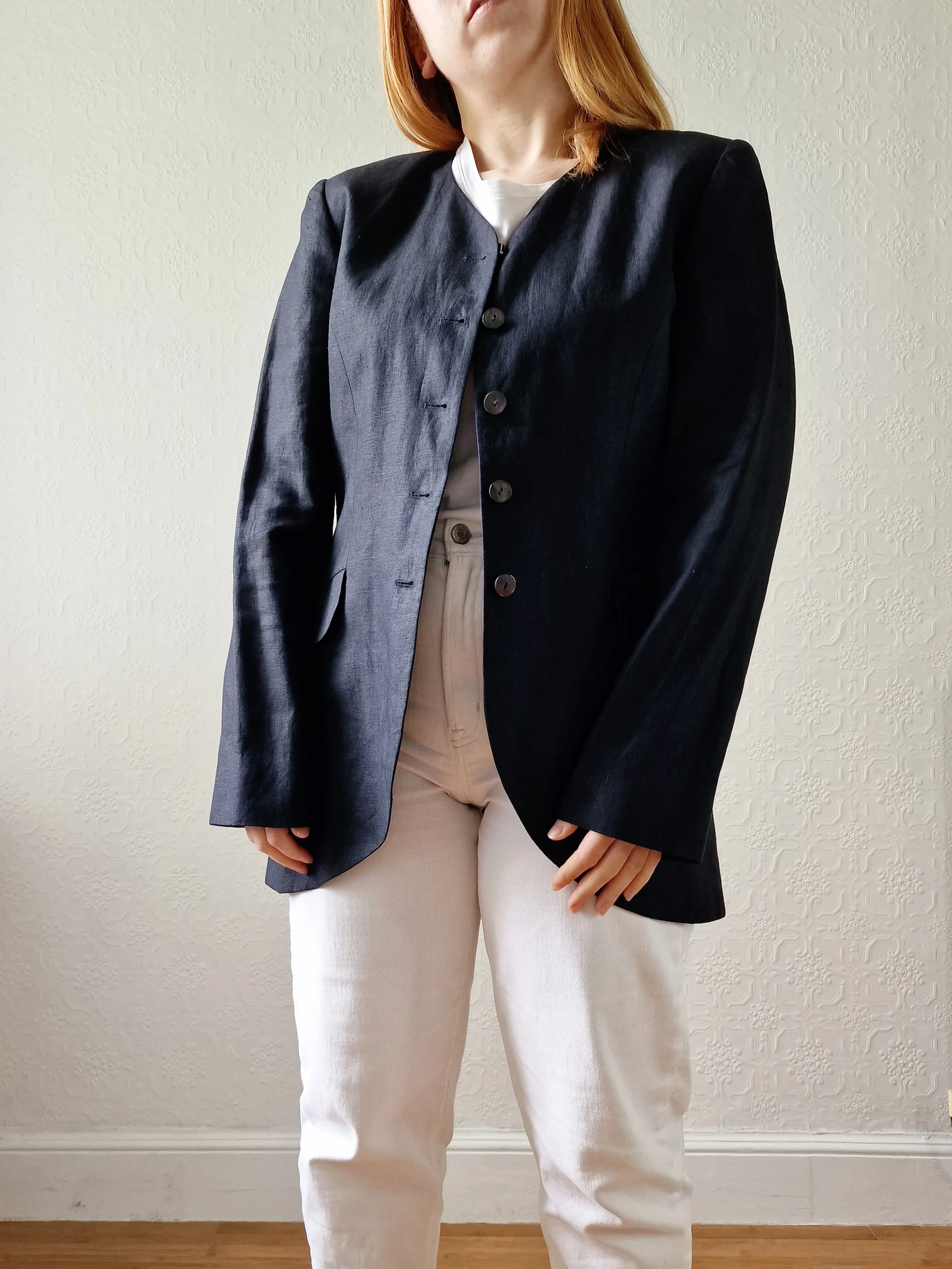 Black Linen Lightweight Blazer by Kenzo - S - Image 4