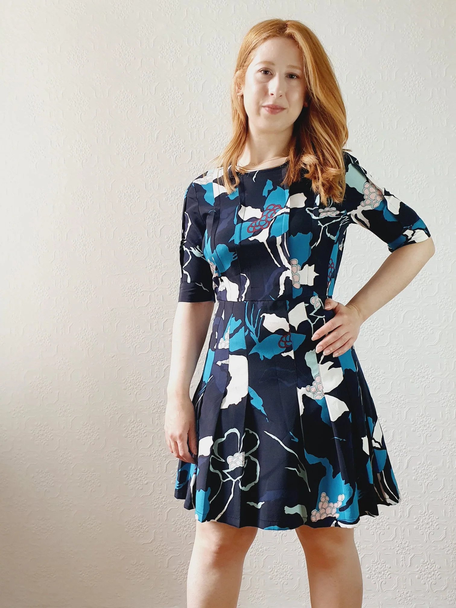 Black Silk Floral Dress - S