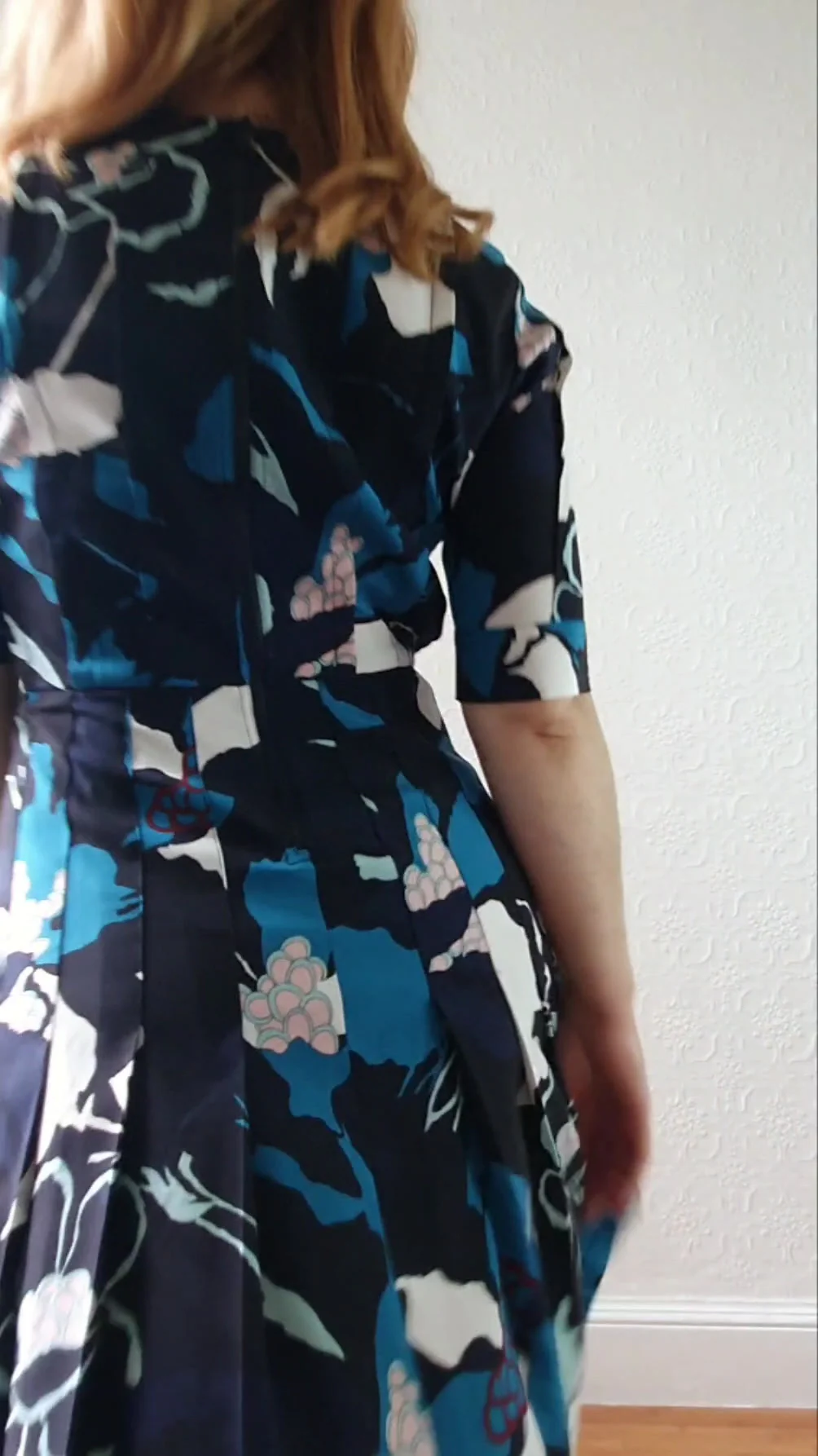 Black Silk Floral Dress - S - Image 6