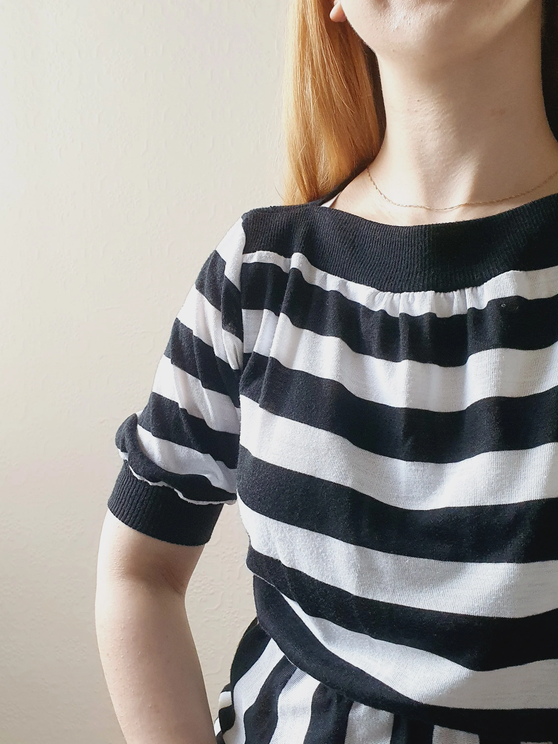 Black & White Striped Fitted Dress - S - Image 6