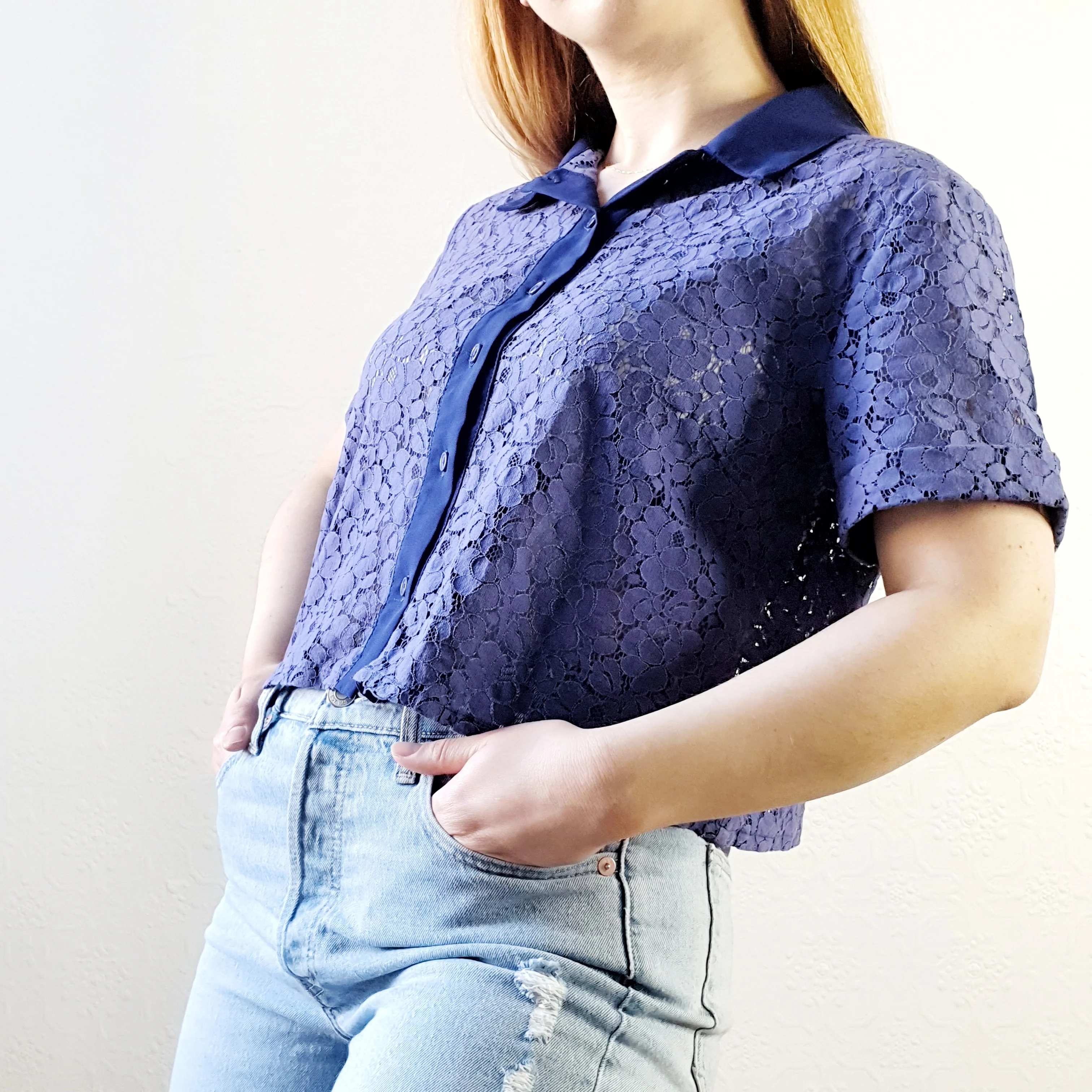 Blue Purple Lace Top - L - Image 2