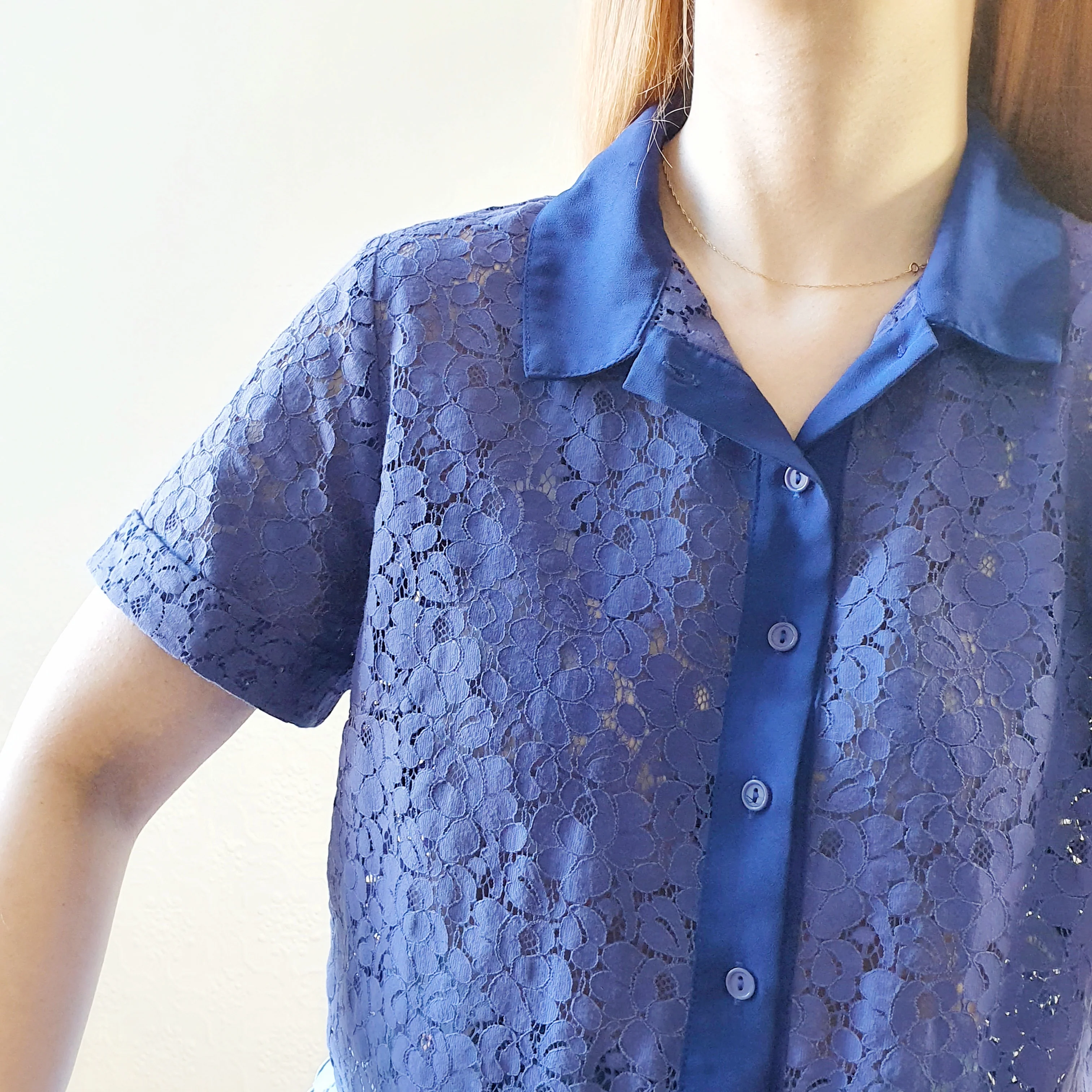 Blue Purple Lace Top - L - Image 3