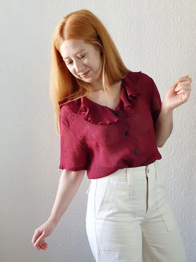 Bordeaux Vintage Blouse - M