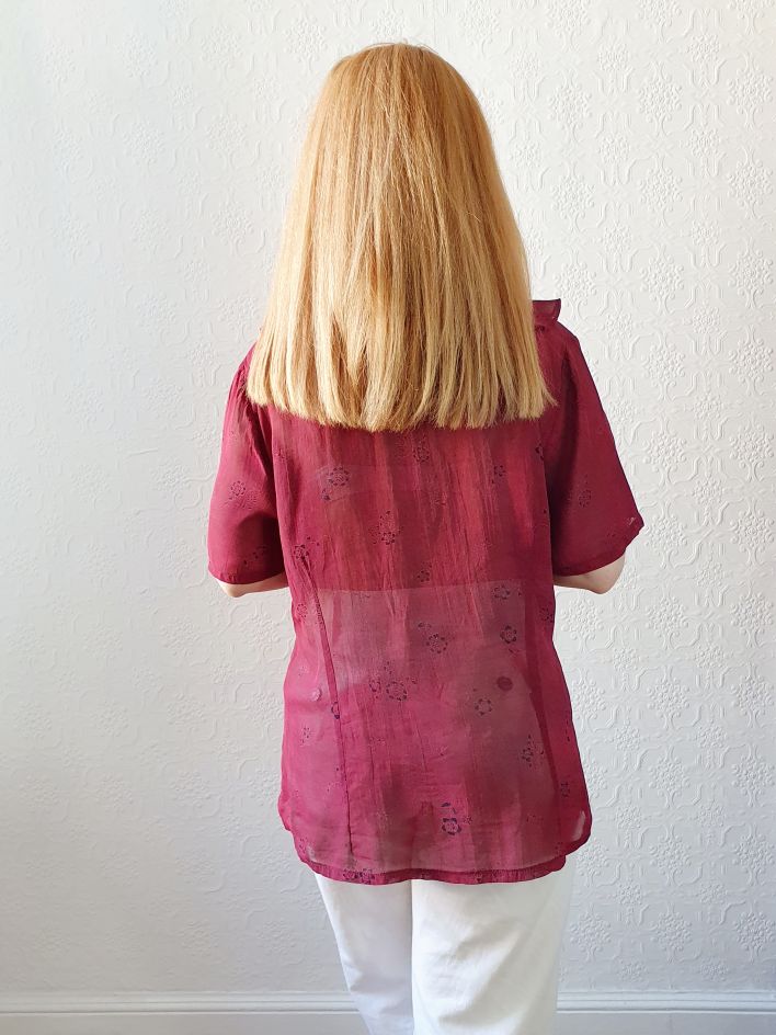 Bordeaux Vintage Blouse - M - Image 12