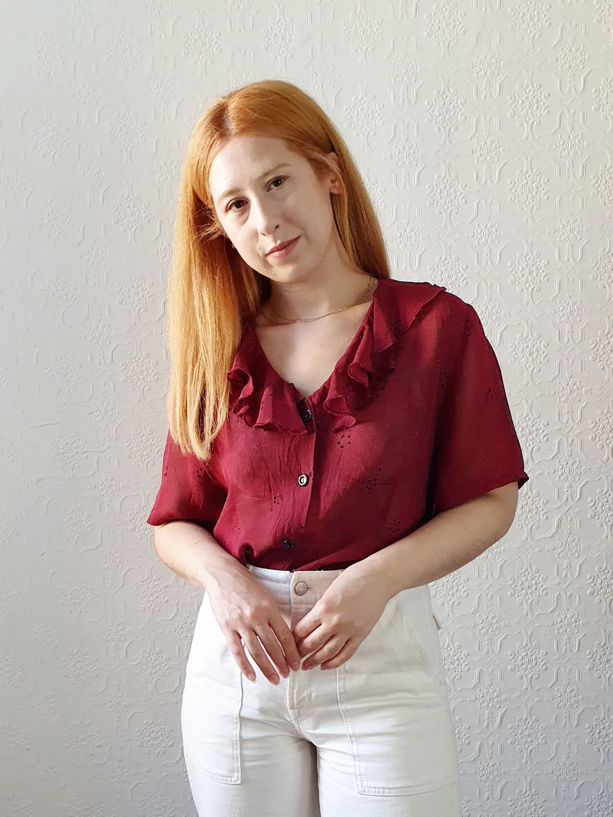 Bordeaux Vintage Blouse - M - Image 4