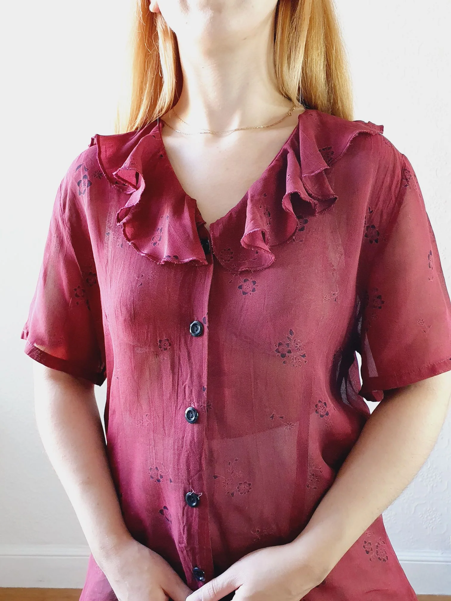 Bordeaux Vintage Blouse - M - Image 7