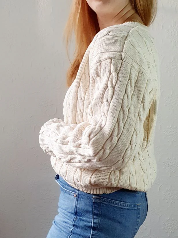 Cable Knit Cotton Jumper - M/L - Image 3