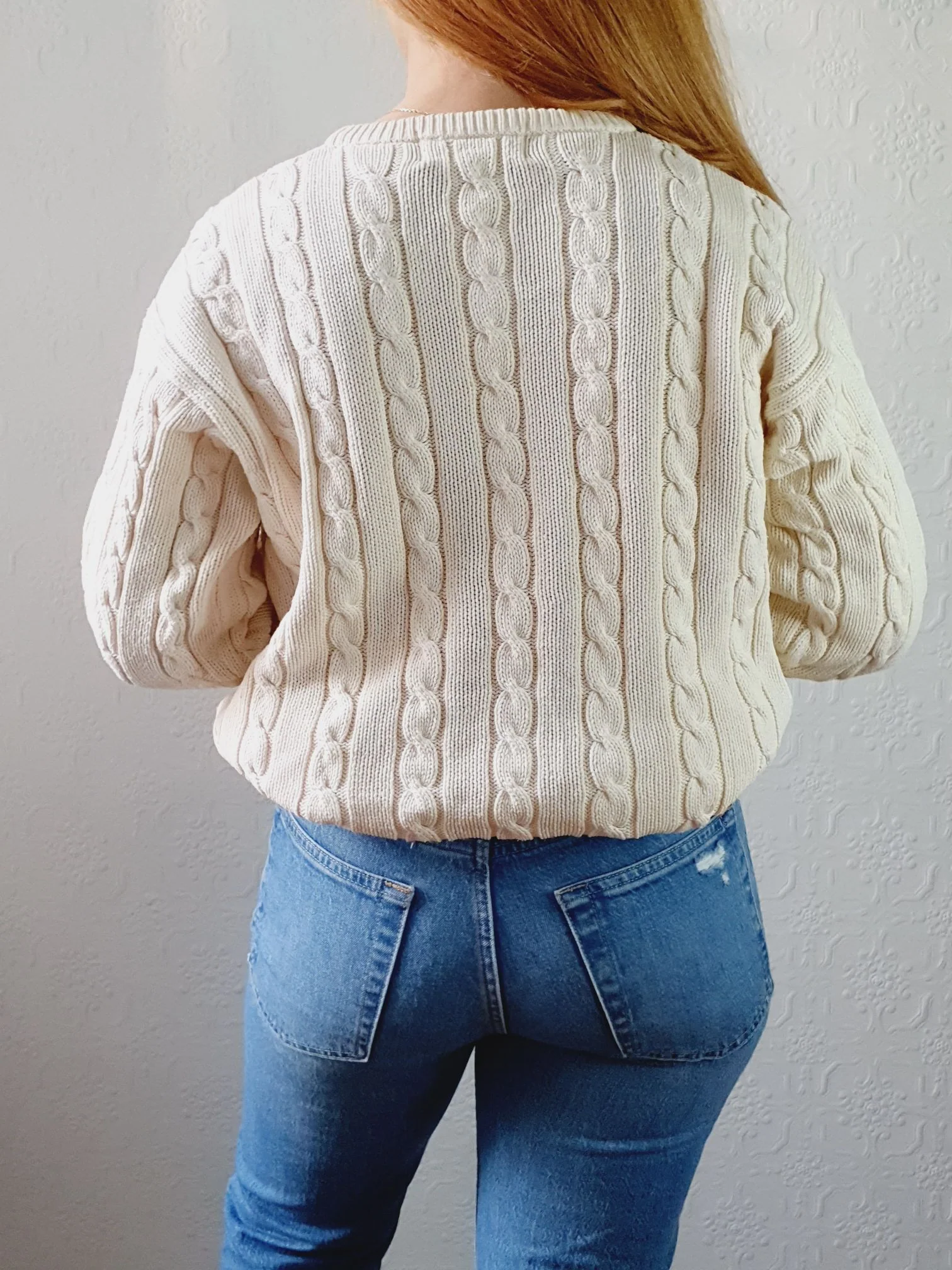 Cable Knit Cotton Jumper - M/L - Image 4