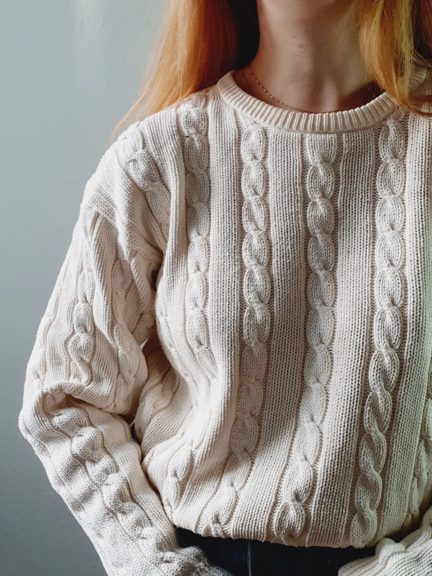 Cable Knit Cotton Jumper - M/L - Image 5