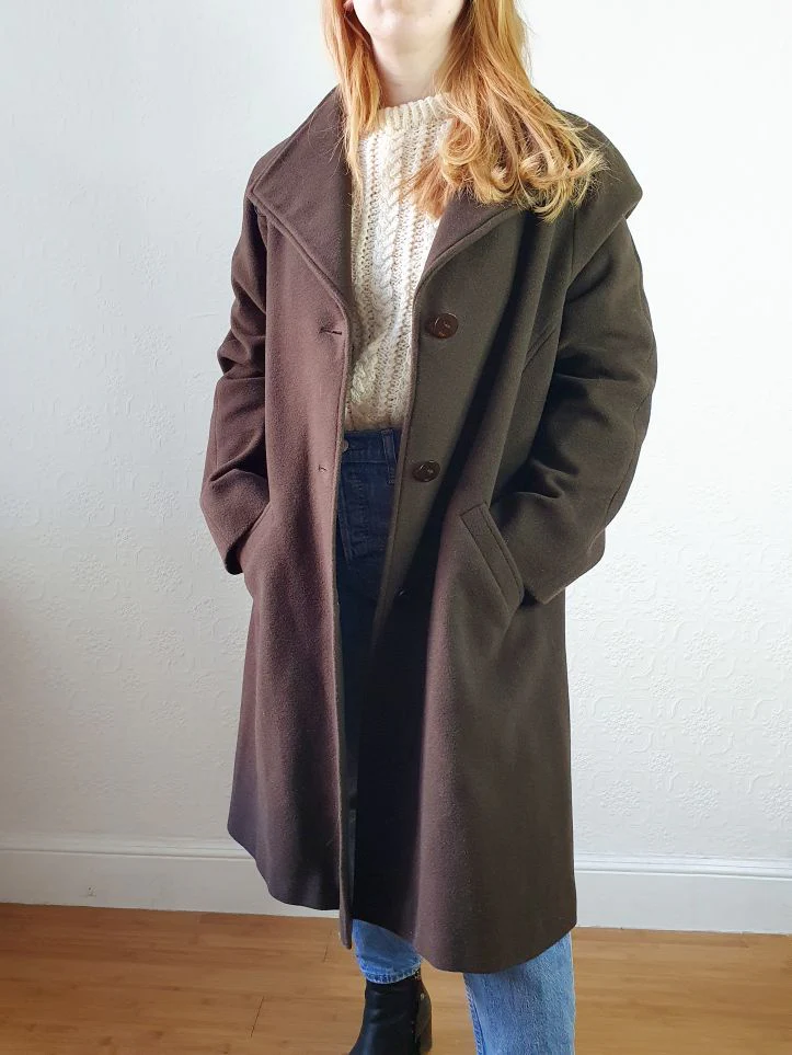 Chocolate Brown Wool & Cashmere Coat - M/L