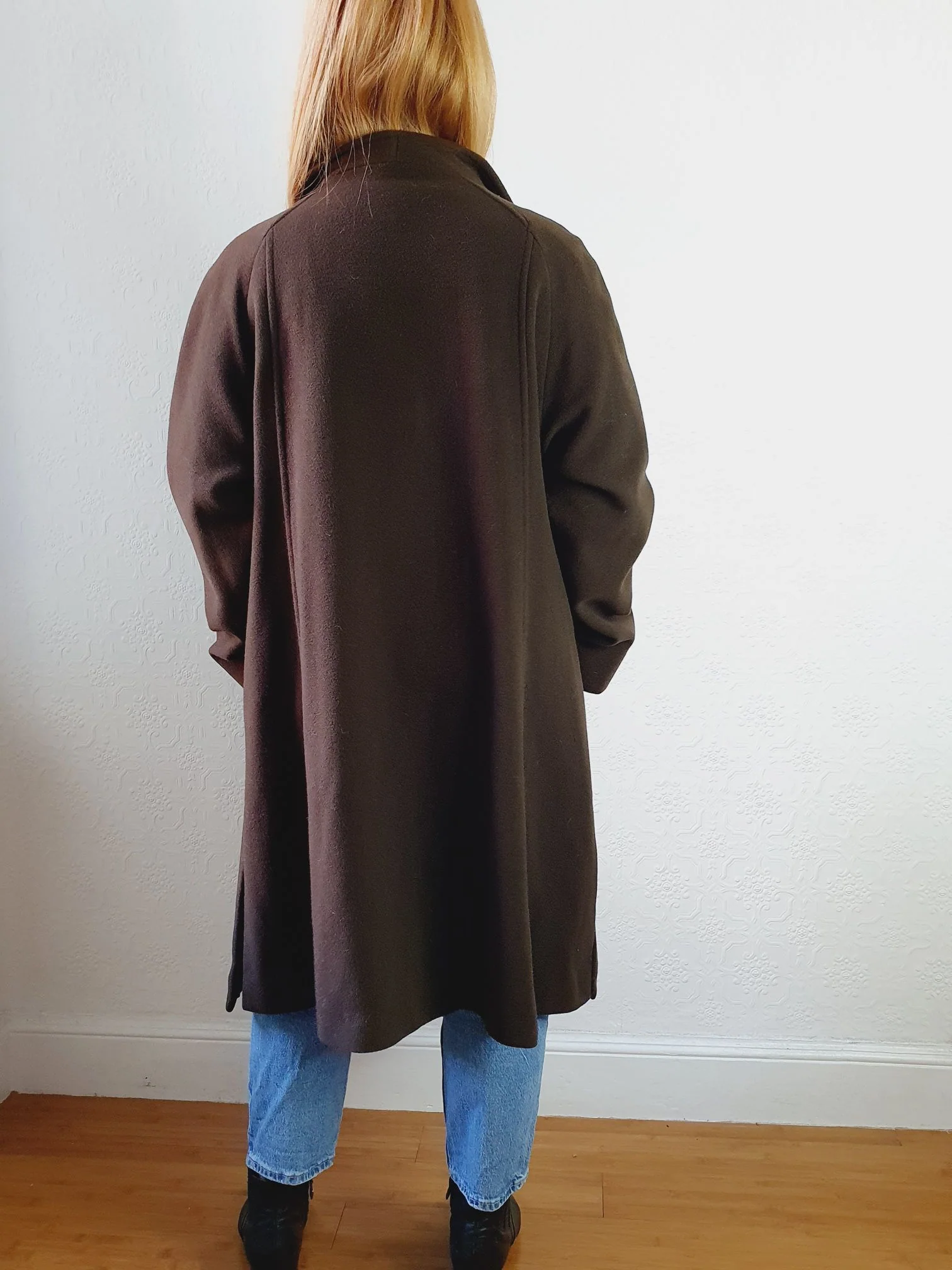 Chocolate Brown Wool & Cashmere Coat - M/L - Image 11