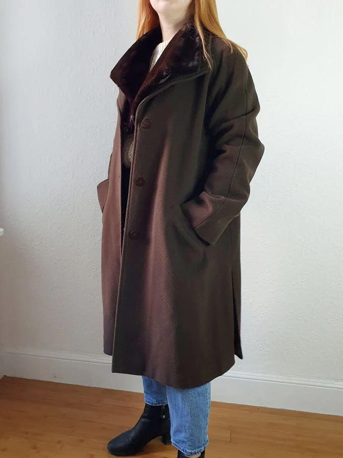 Chocolate Brown Wool & Cashmere Coat - M/L - Image 13