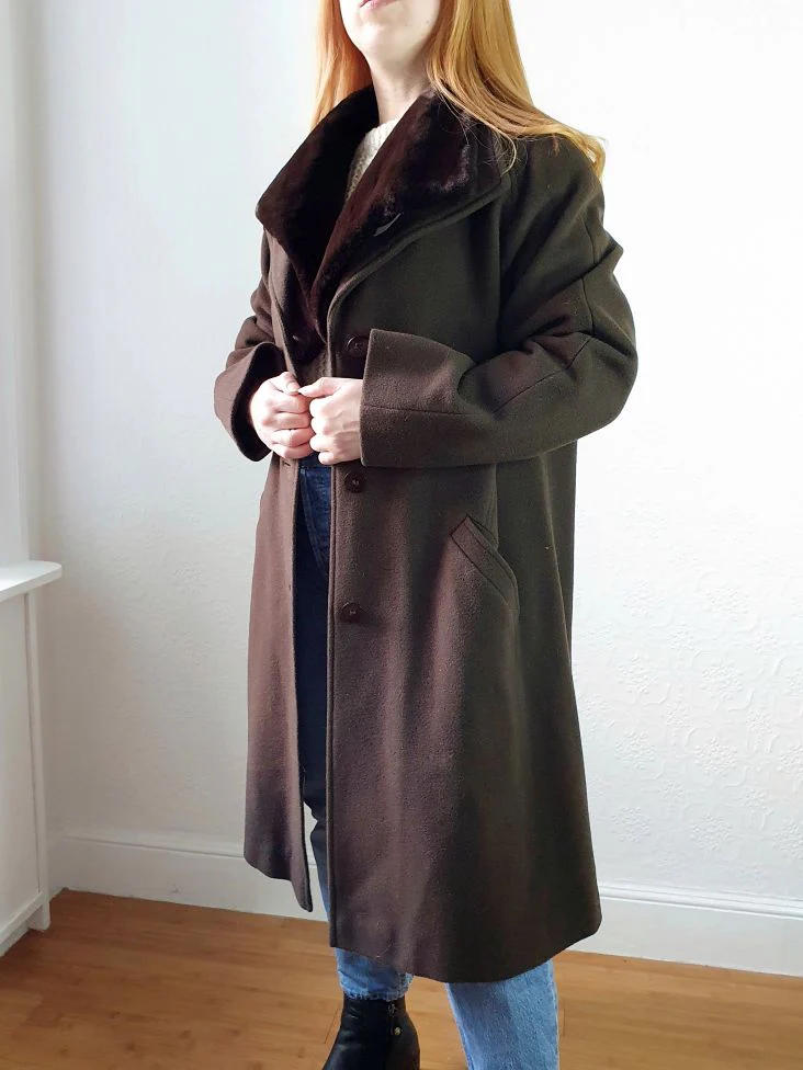 Chocolate Brown Wool & Cashmere Coat - M/L - Image 14