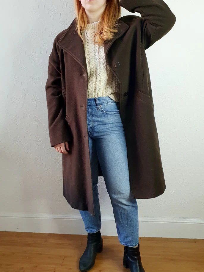 Chocolate Brown Wool & Cashmere Coat - M/L - Image 2