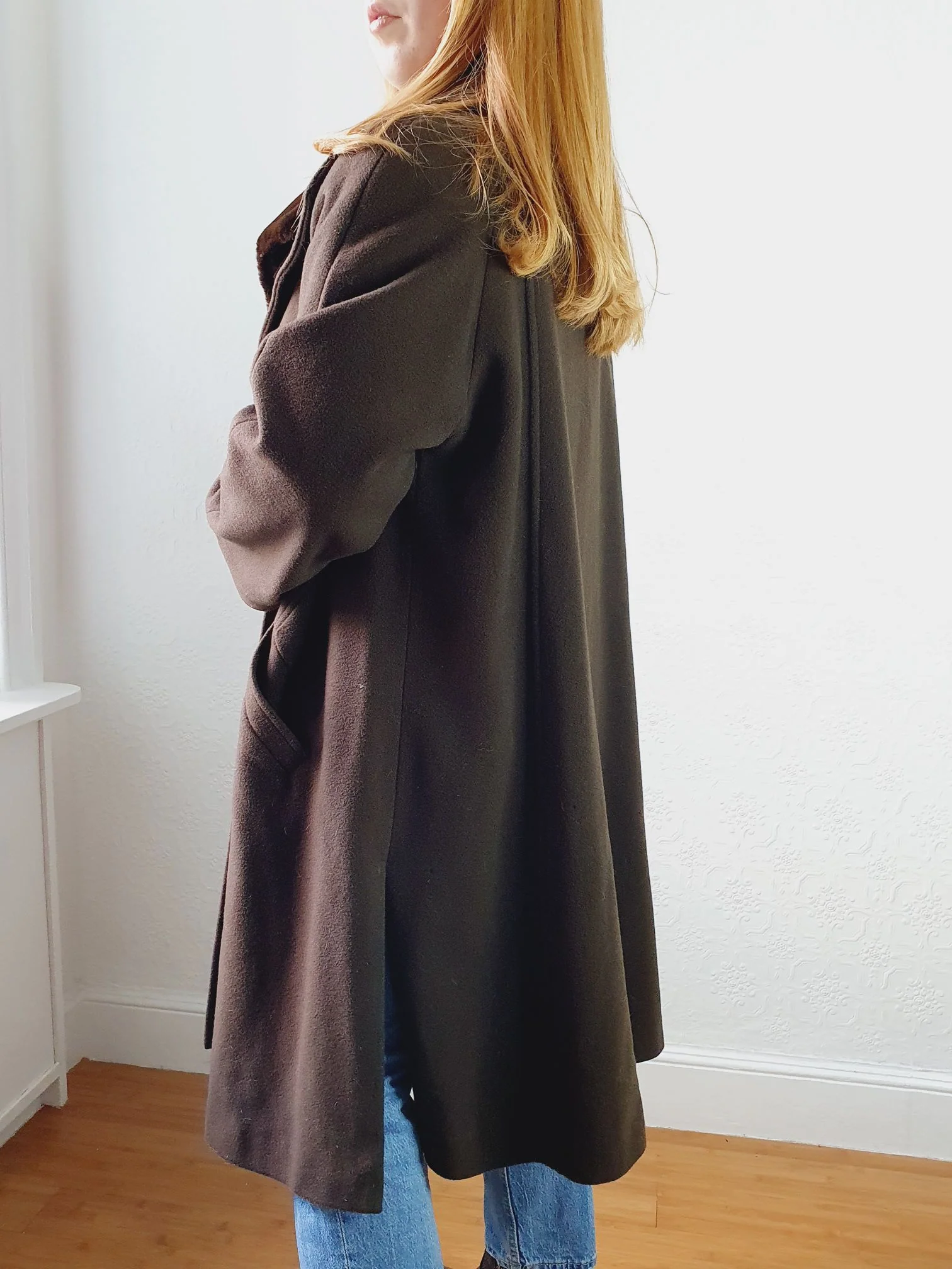 Chocolate Brown Wool & Cashmere Coat - M/L - Image 3
