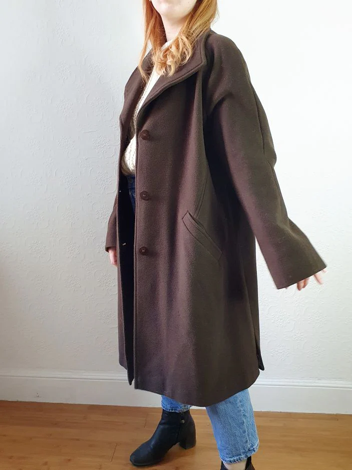Chocolate Brown Wool & Cashmere Coat - M/L - Image 6