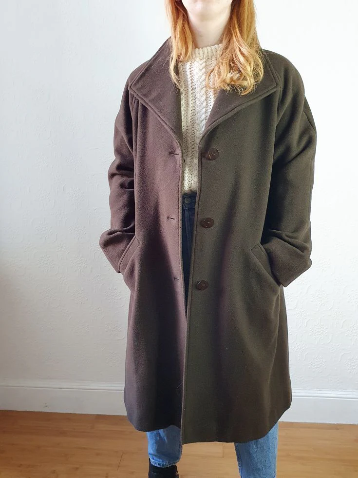 Chocolate Brown Wool & Cashmere Coat - M/L - Image 7