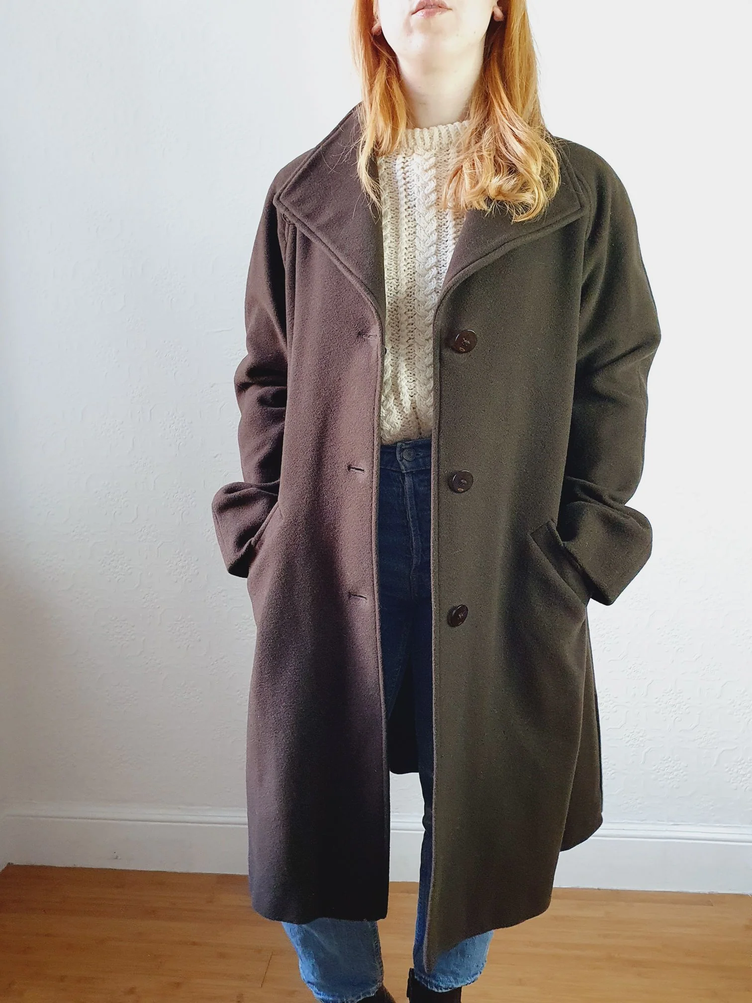 Chocolate Brown Wool & Cashmere Coat - M/L - Image 8