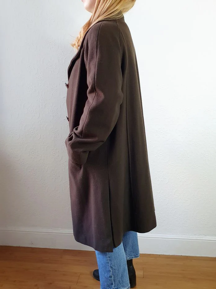 Chocolate Brown Wool & Cashmere Coat - M/L - Image 9