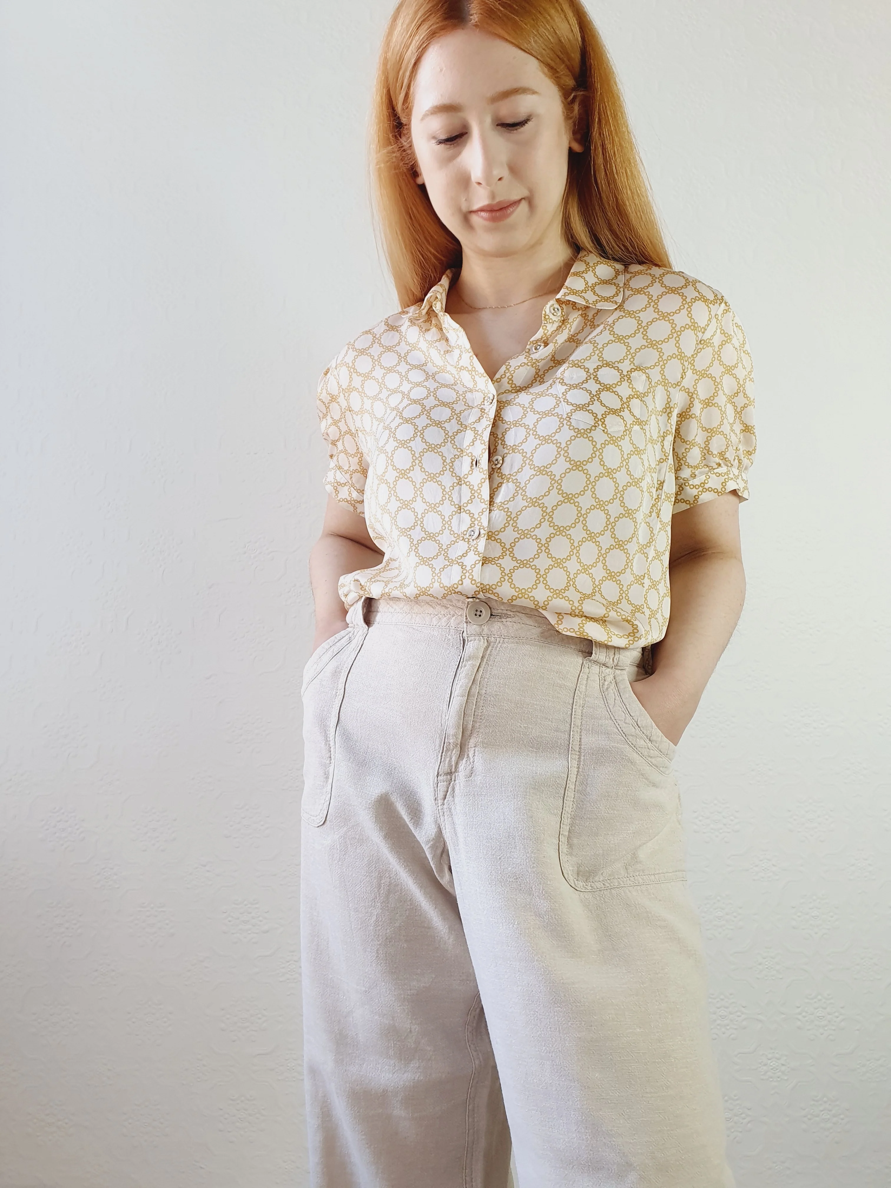 Circle Print Silk Blouse - L/XL - Image 2