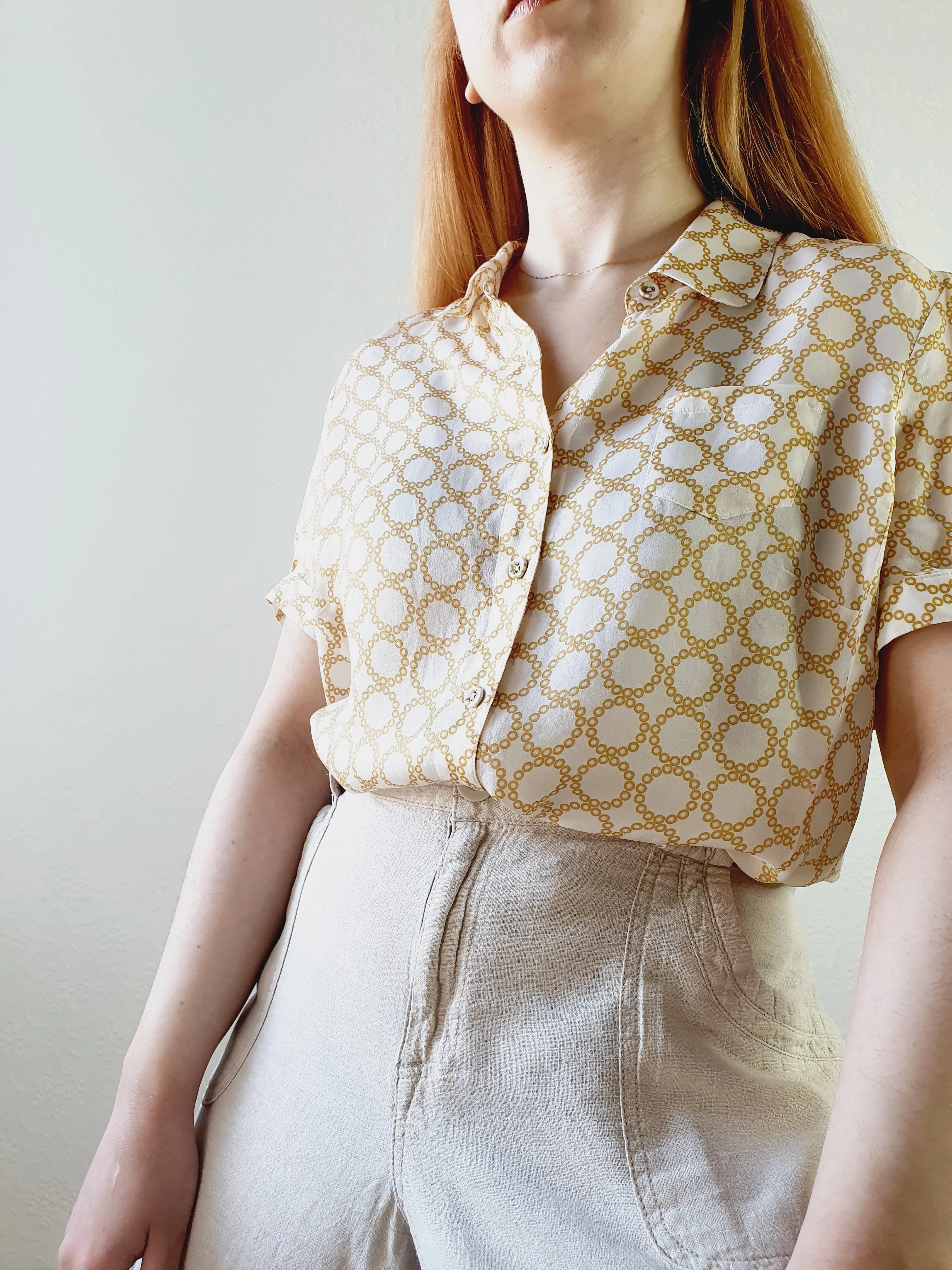 Circle Print Silk Blouse - L/XL - Image 3