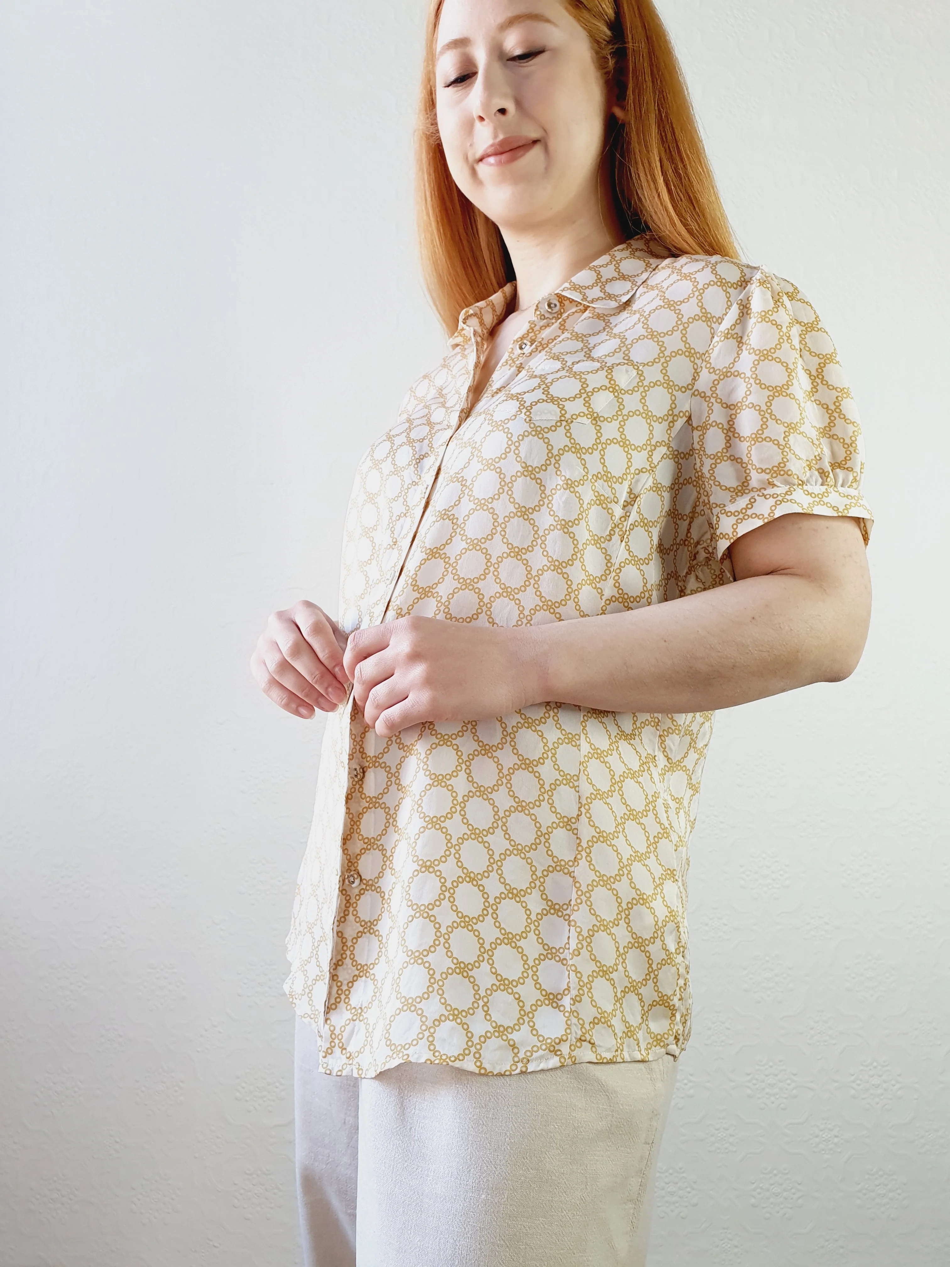 Circle Print Silk Blouse - L/XL - Image 4