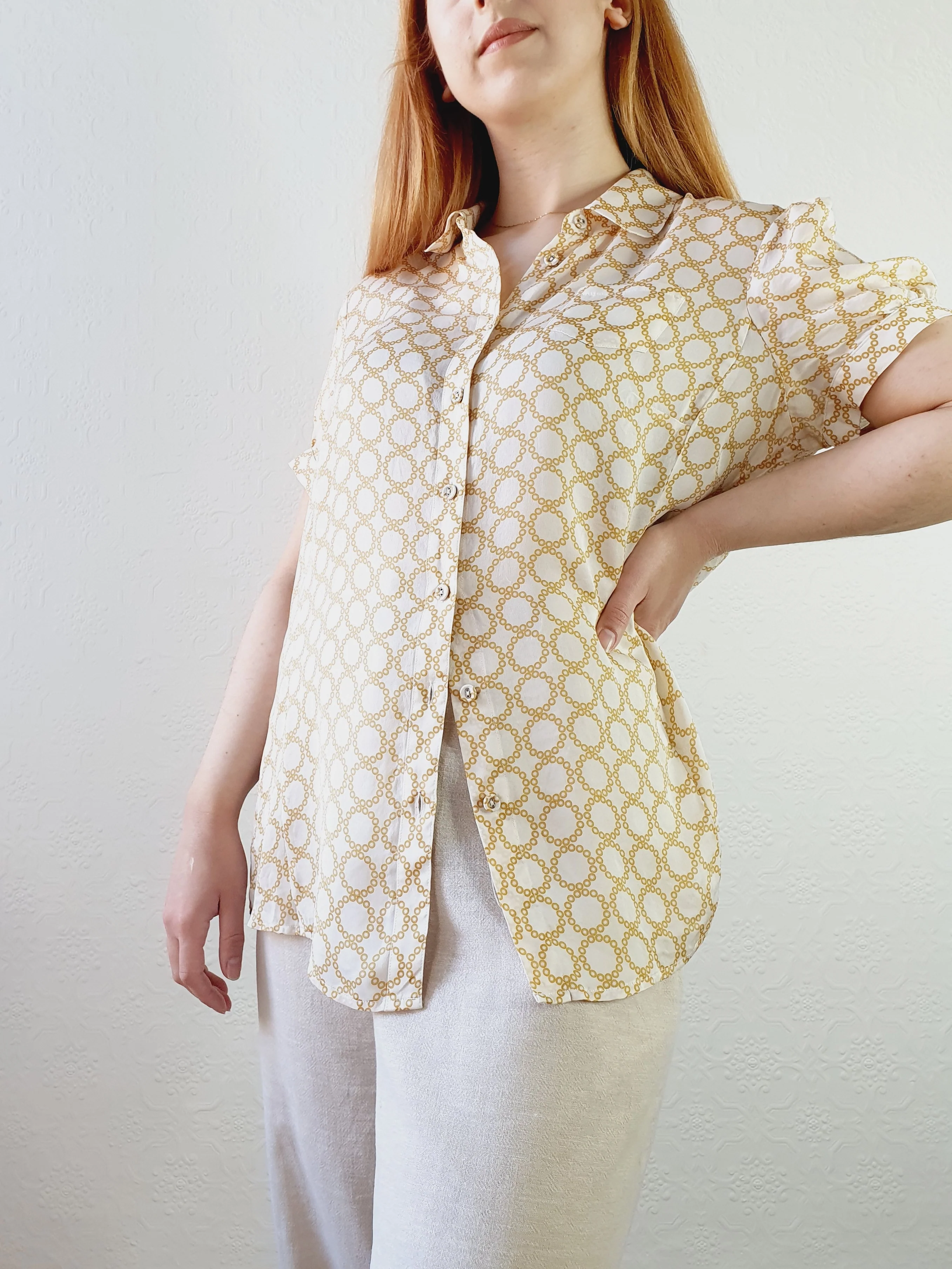 Circle Print Silk Blouse - L/XL - Image 5