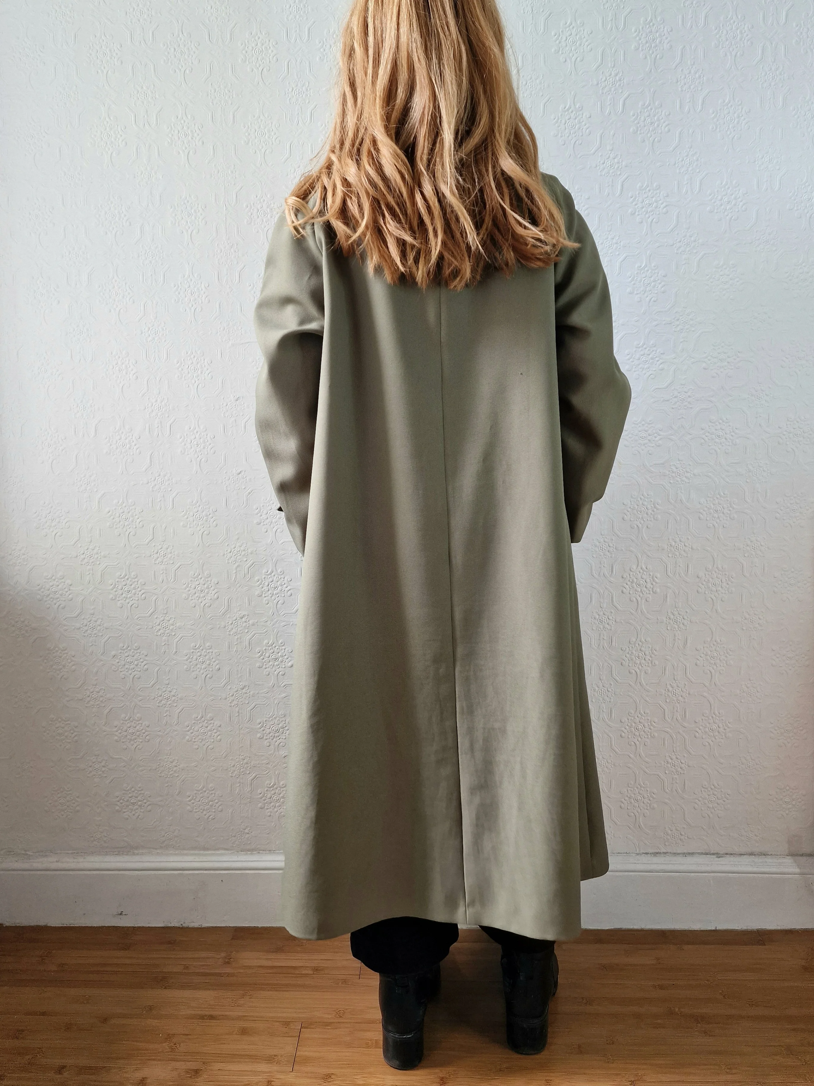 Vintage Khaki Green Single Breasted Trench Coat - M - Image 3