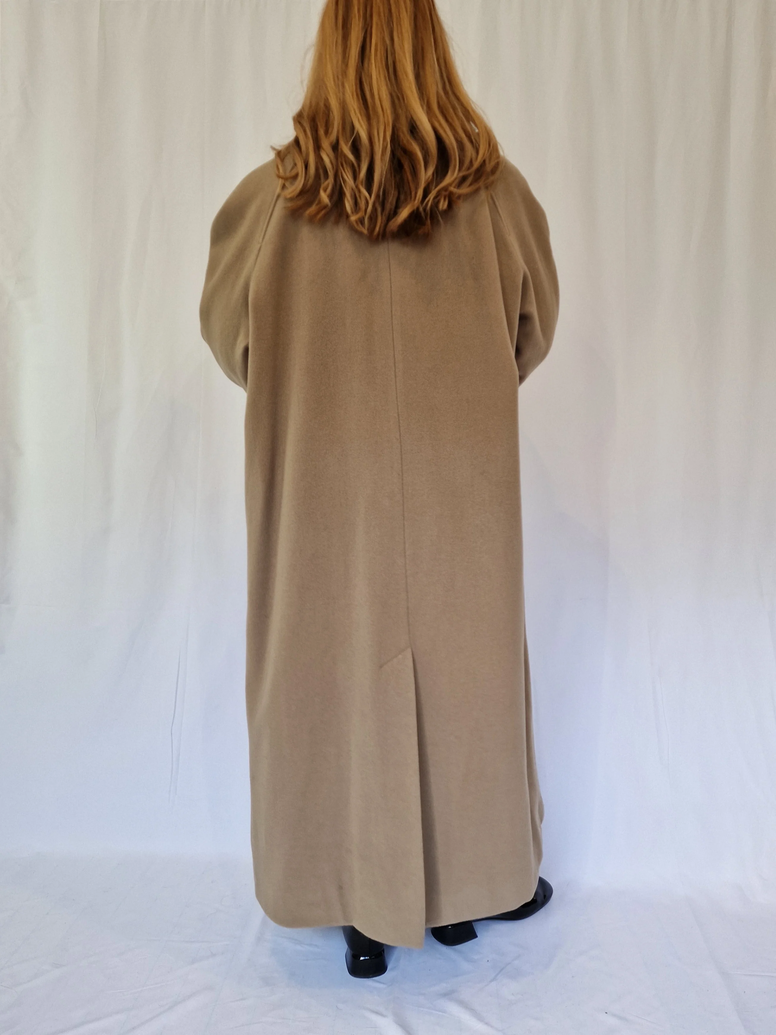 Vintage Camel Brown Wool Single Breasted Long Coat - XL - Image 7