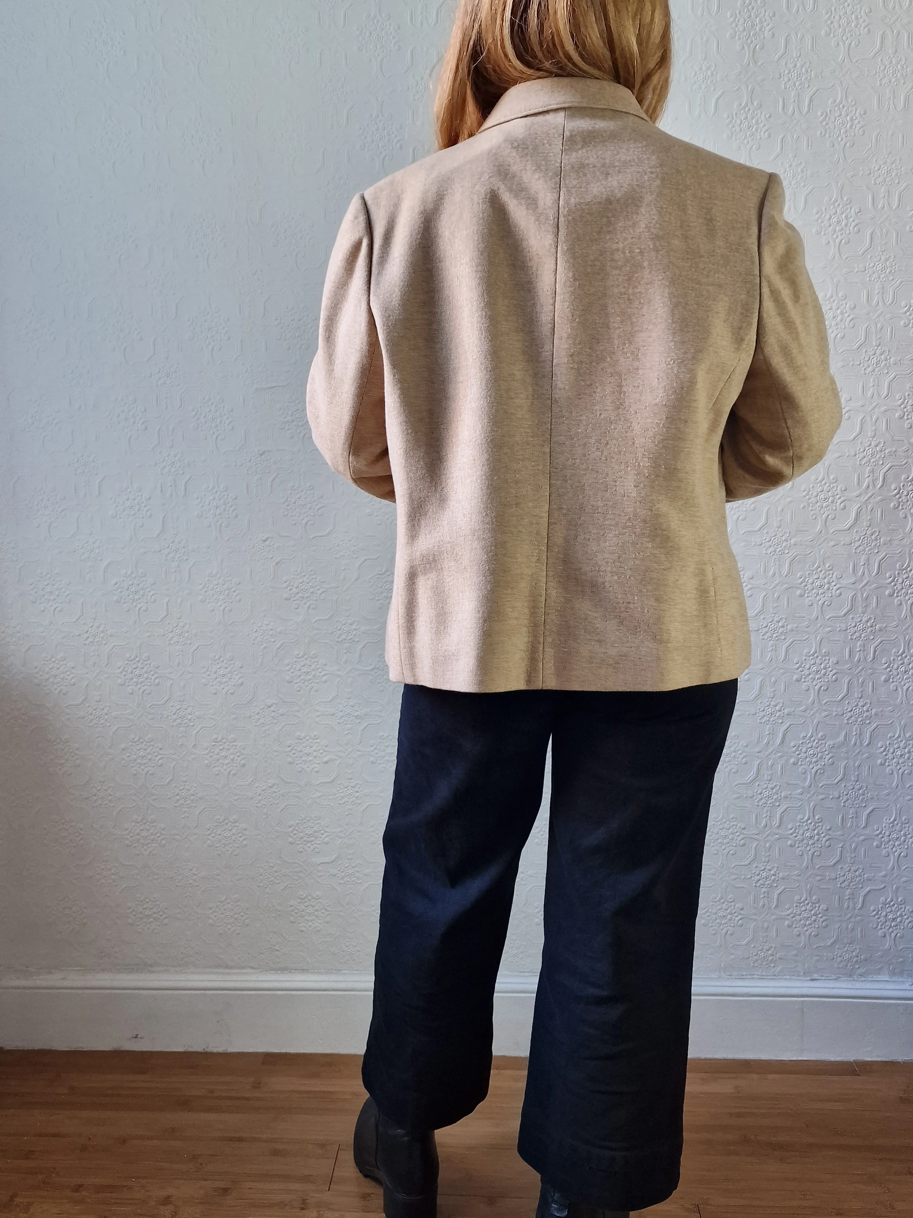 Vintage 90s Camel Beige Pure Wool Blazer - M - Image 7