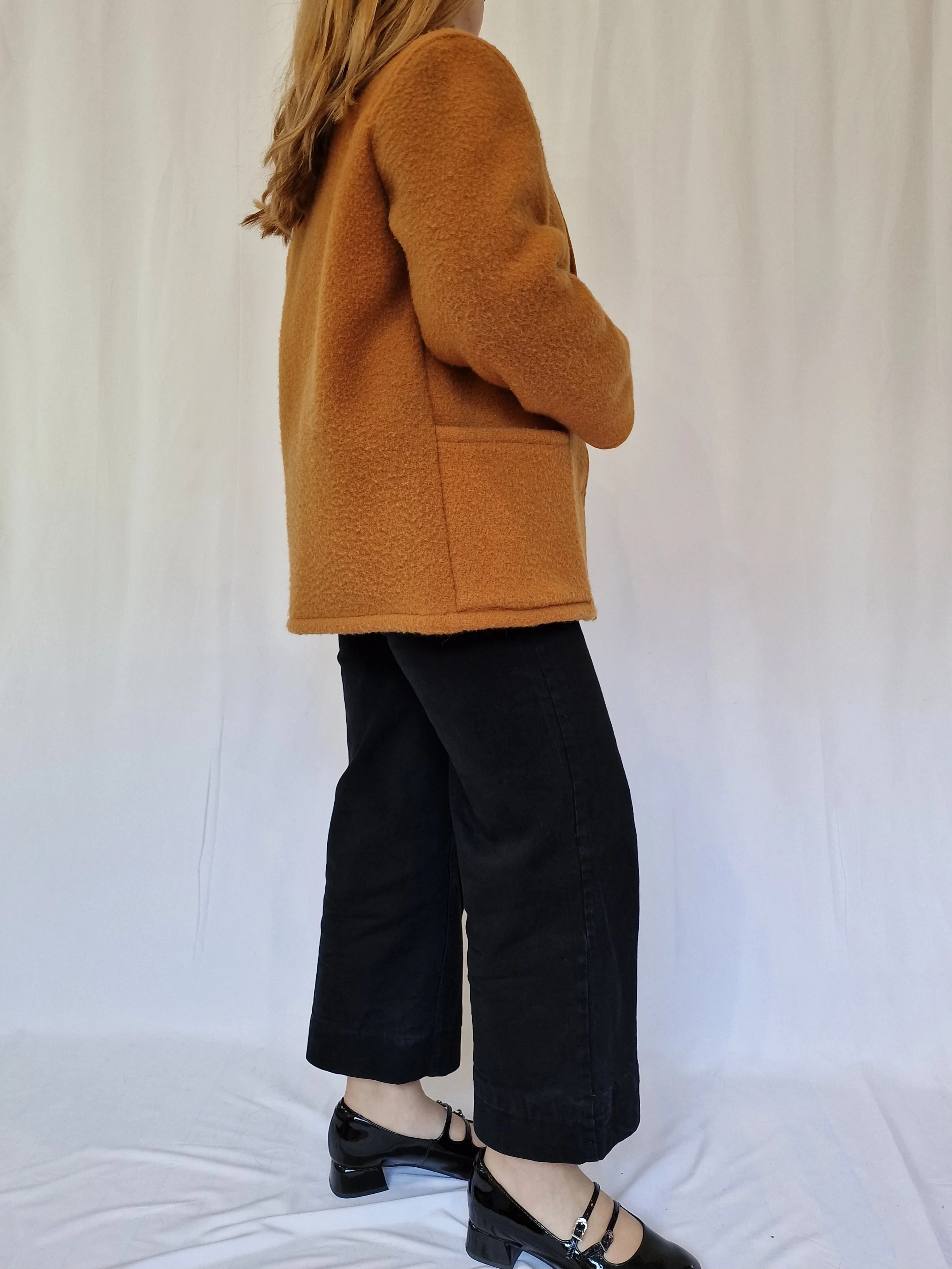 Vintage Orange Mustard Wool Single Breasted Short Jacket - M - Image 5
