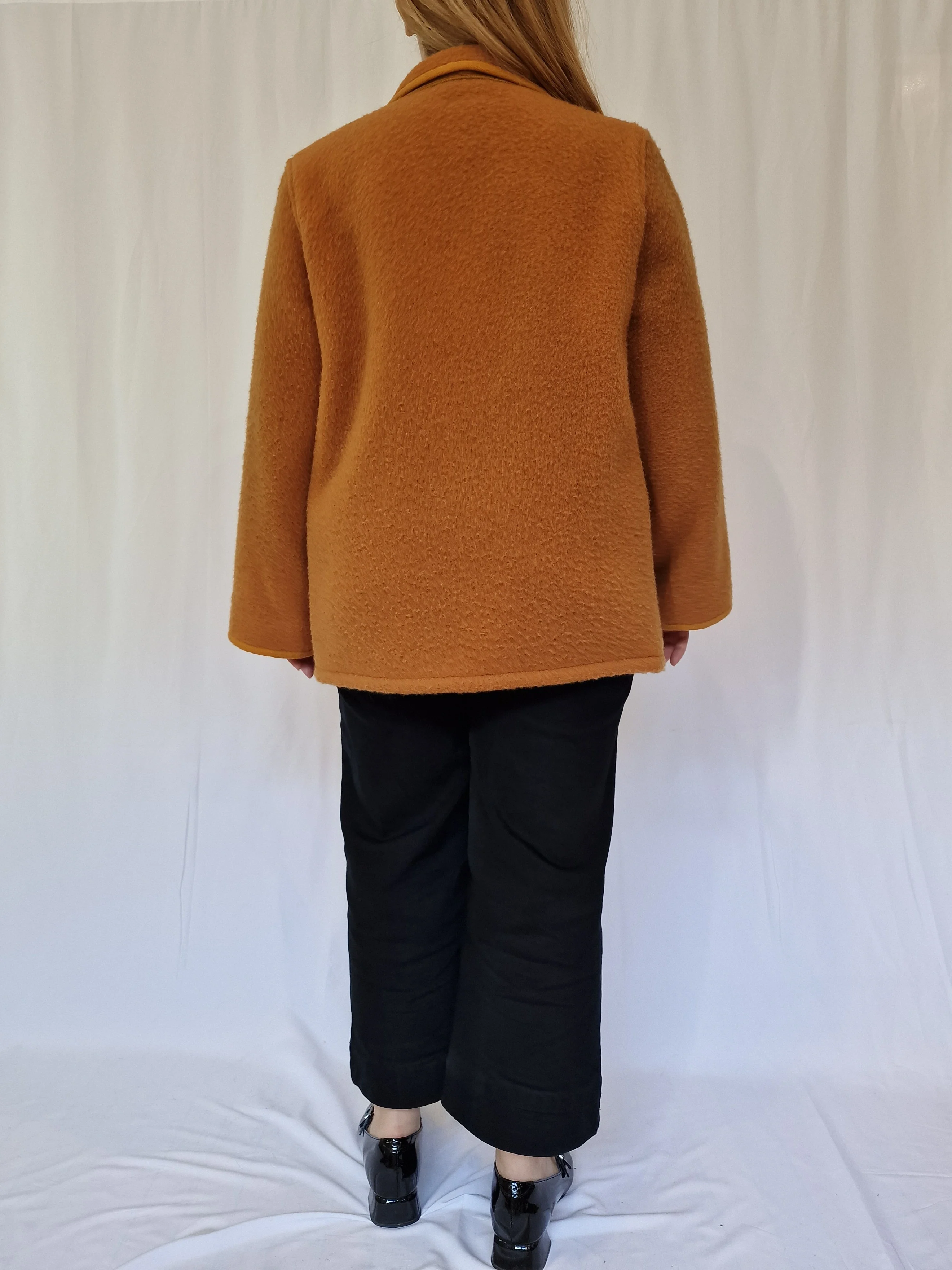 Vintage Orange Mustard Wool Single Breasted Short Jacket - M - Image 6