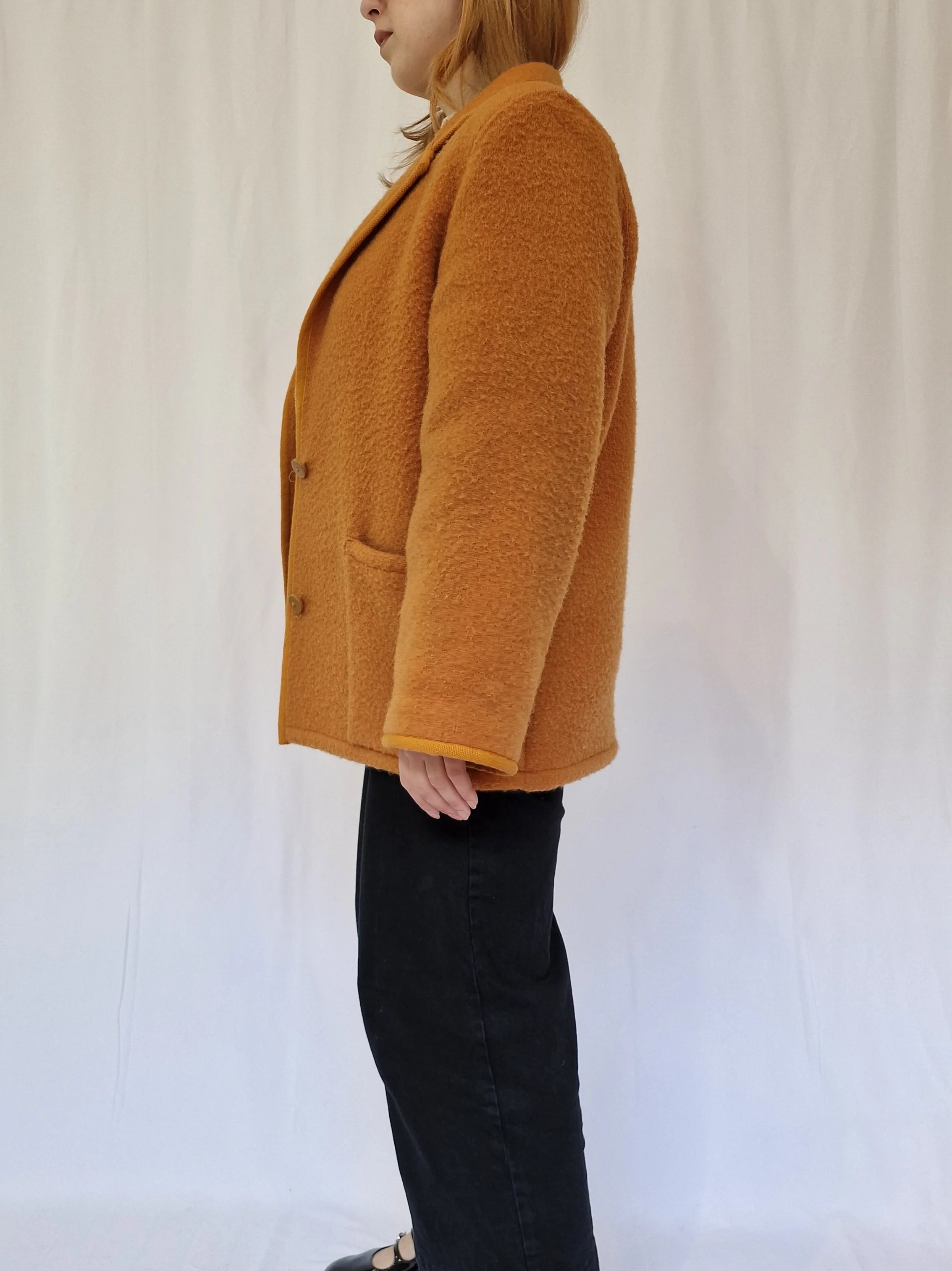 Vintage Orange Mustard Wool Single Breasted Short Jacket - M - Image 7