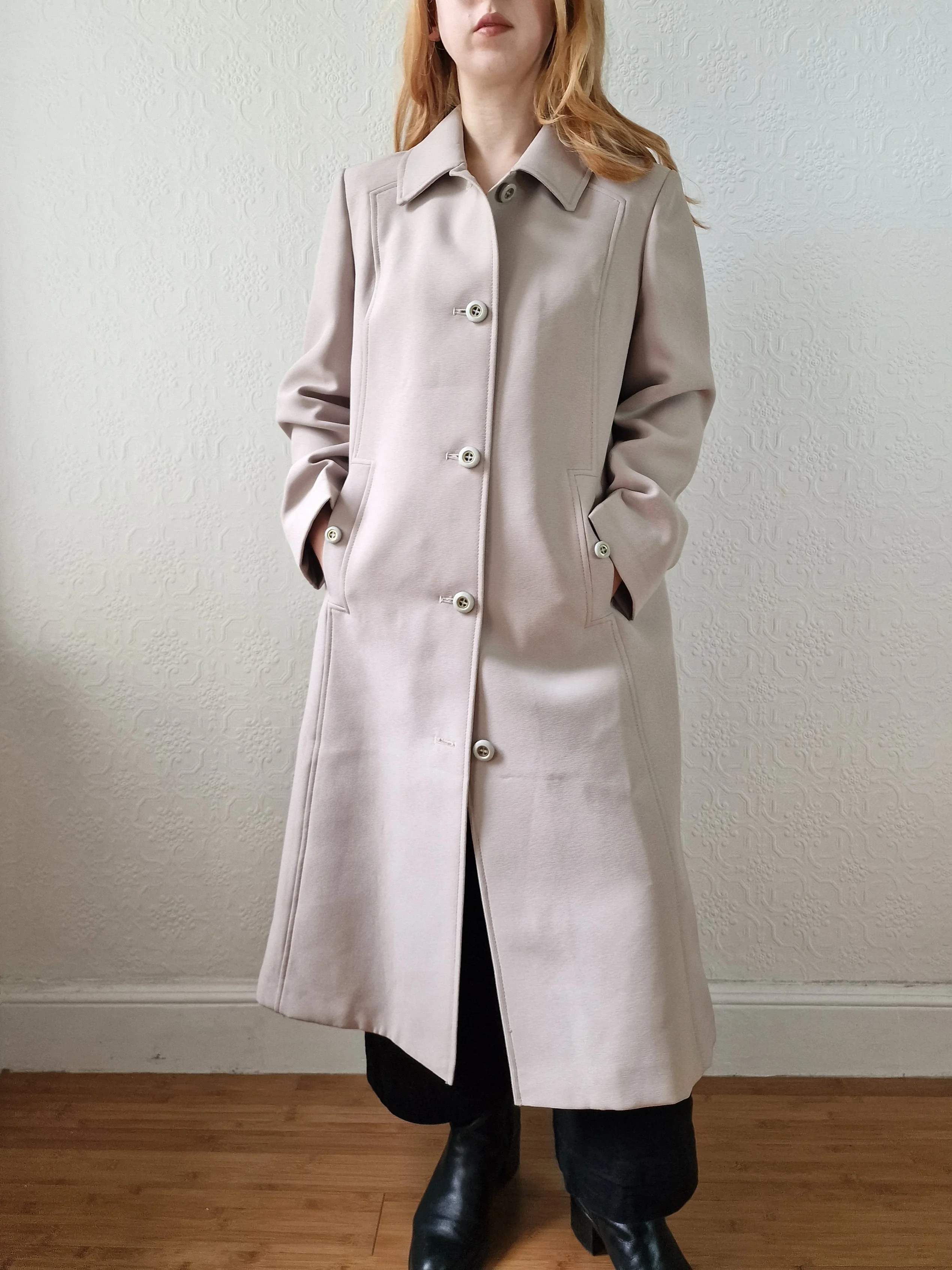 Vintage Light Beige Single Breasted Trench Coat - S/M - Image 10