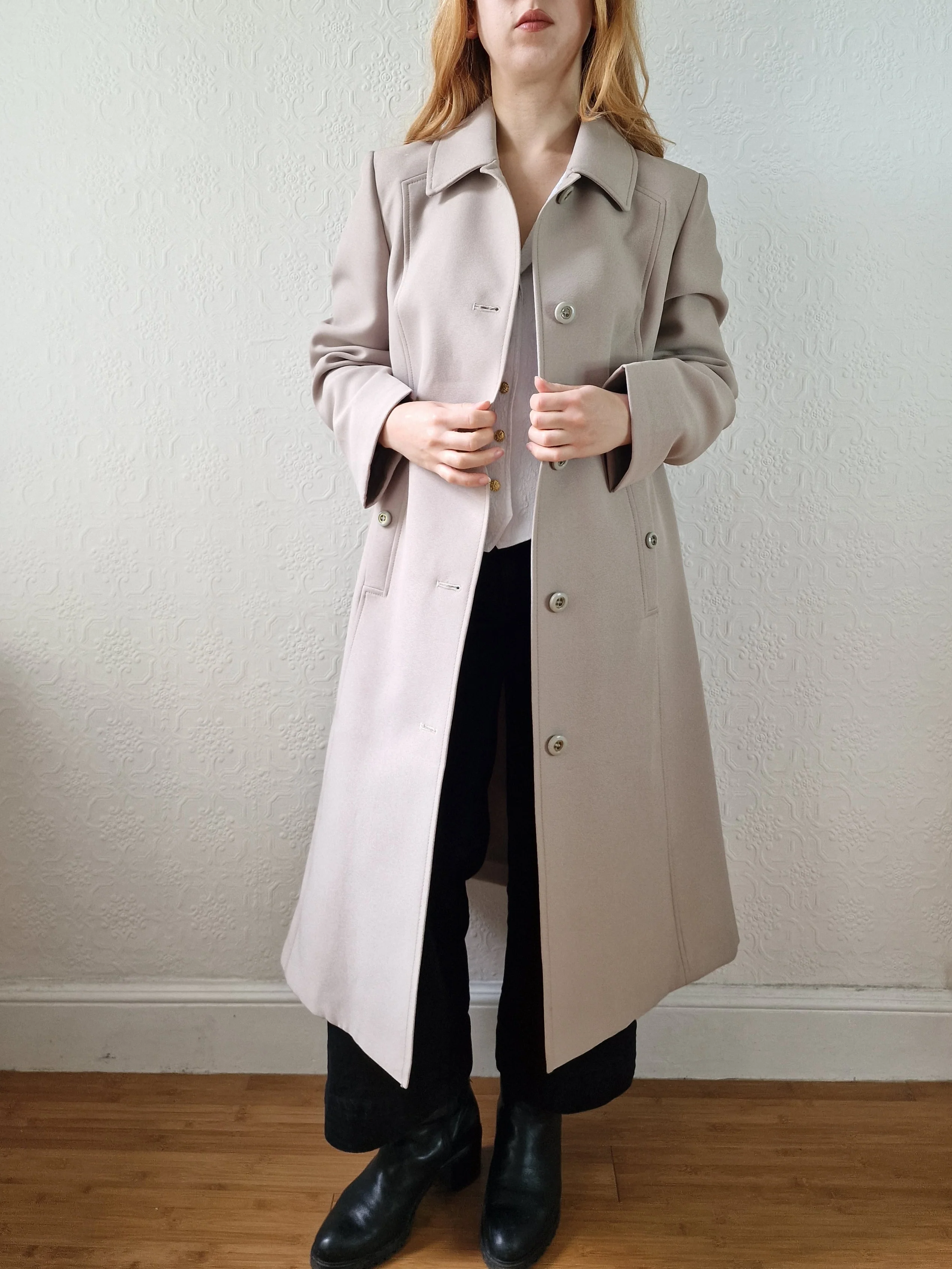 Vintage Light Beige Single Breasted Trench Coat - S/M - Image 2