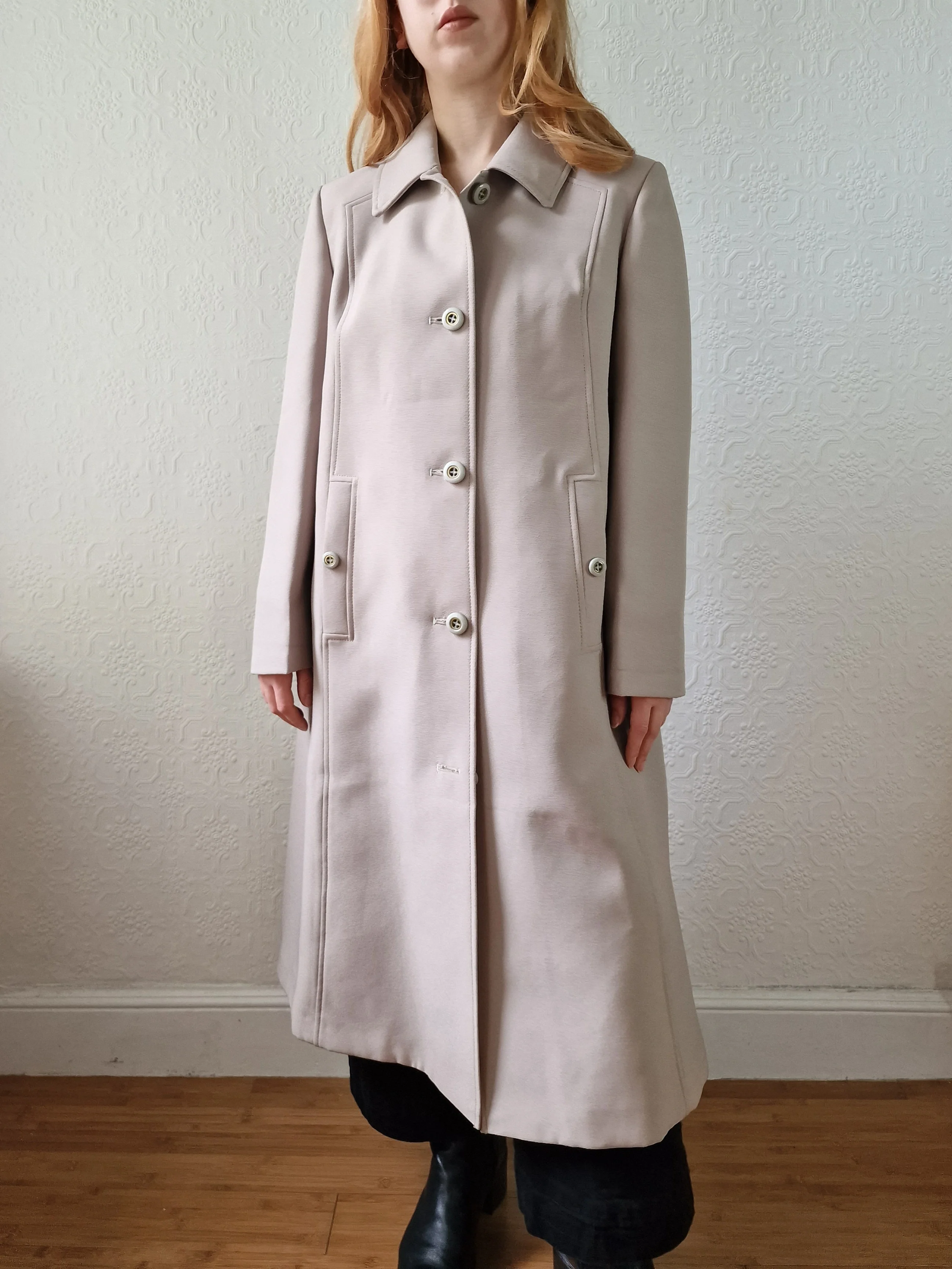 Vintage Light Beige Single Breasted Trench Coat - S/M - Image 6