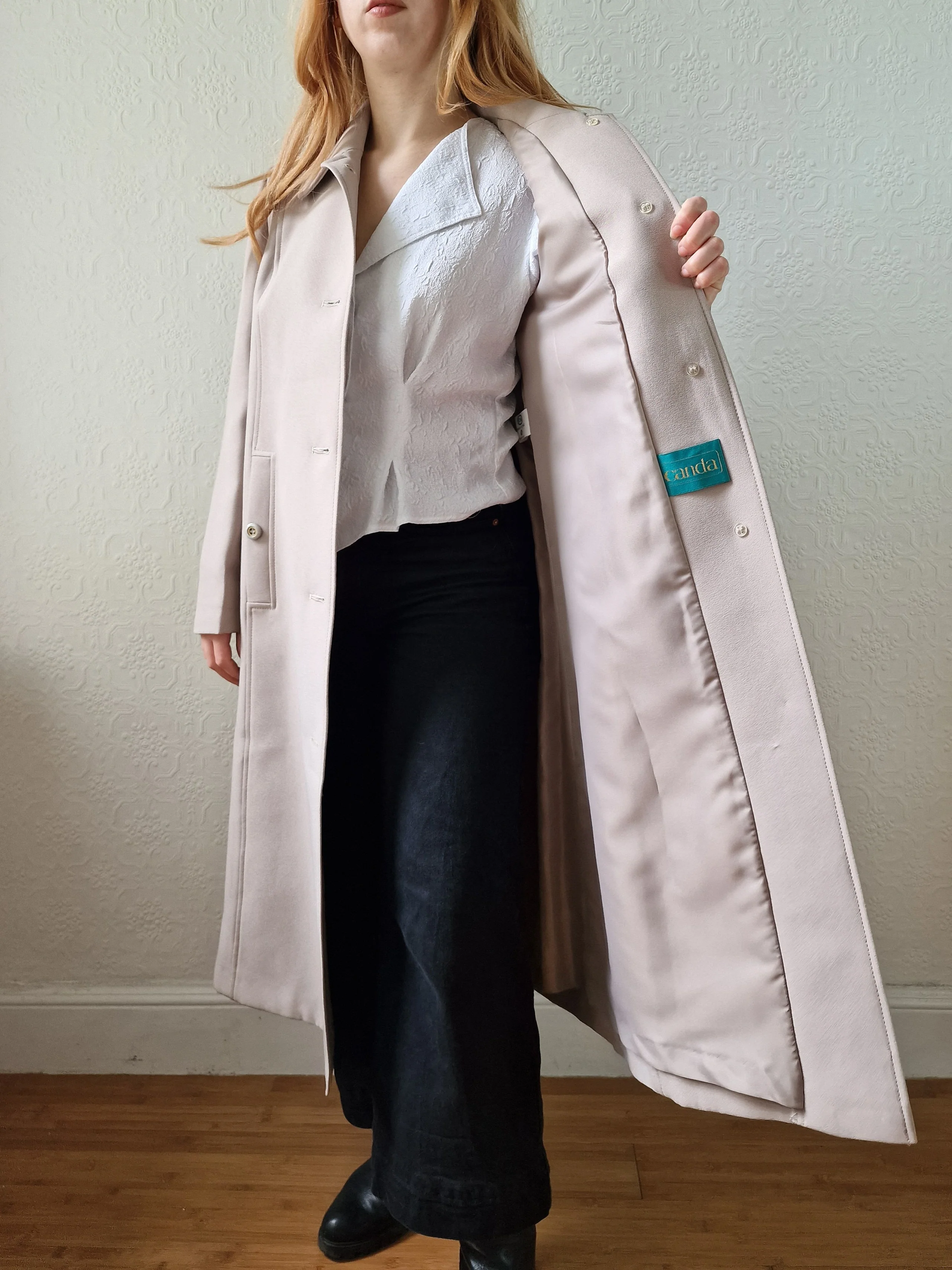 Vintage Light Beige Single Breasted Trench Coat - S/M - Image 8