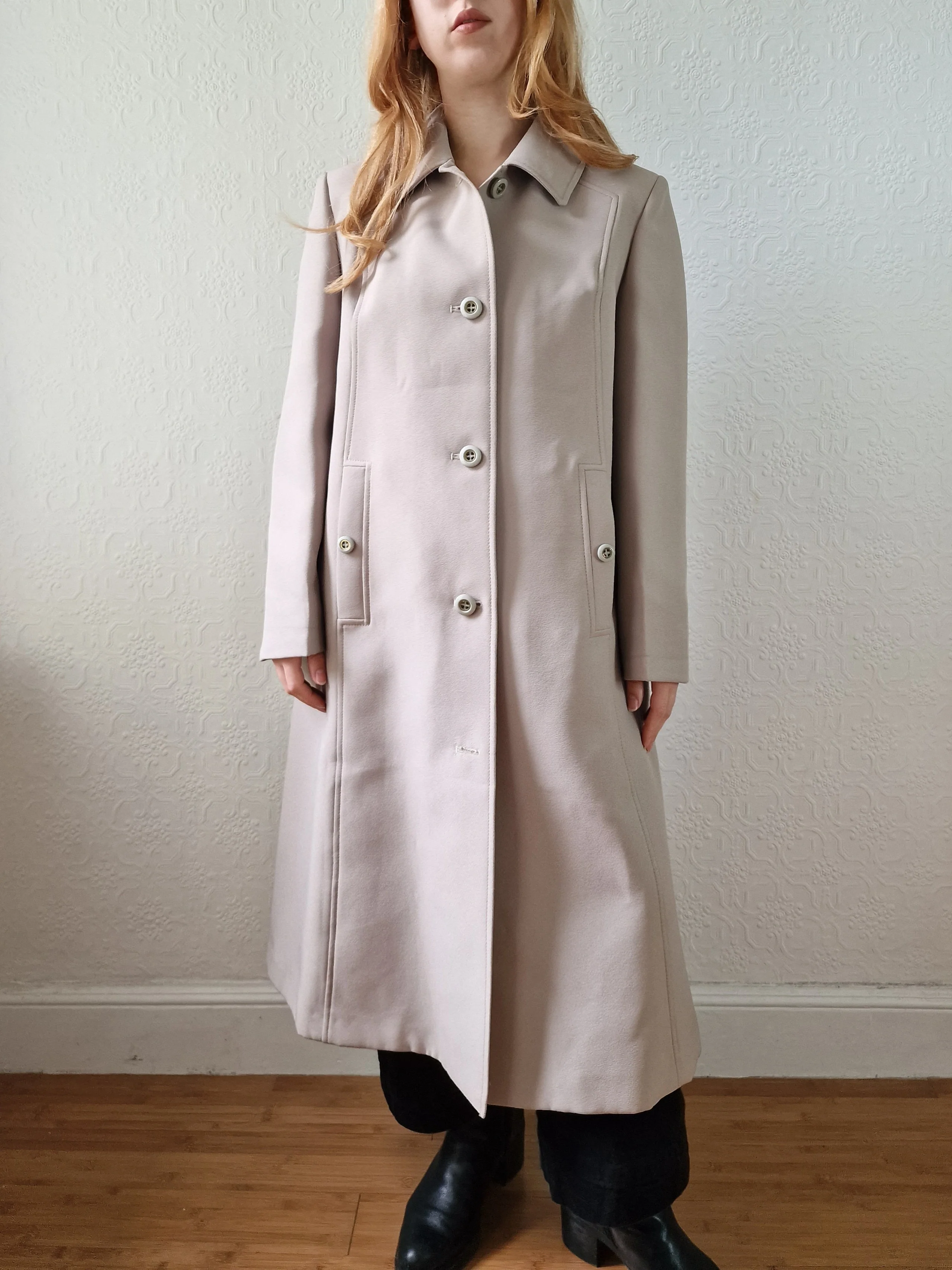 Vintage Light Beige Single Breasted Trench Coat - S/M - Image 9
