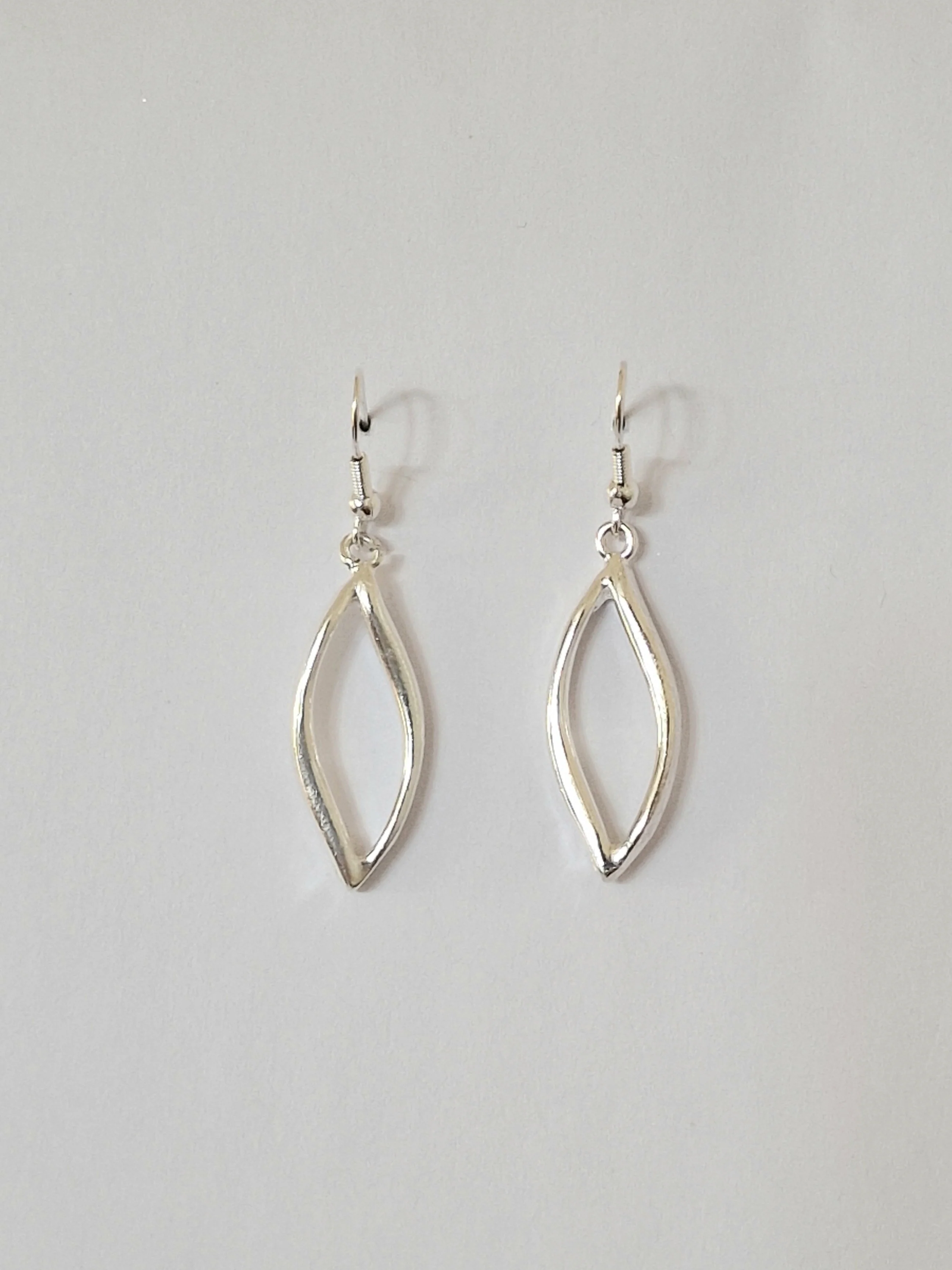 Vintage Silver Plated Organic Leaf Drop Earrings