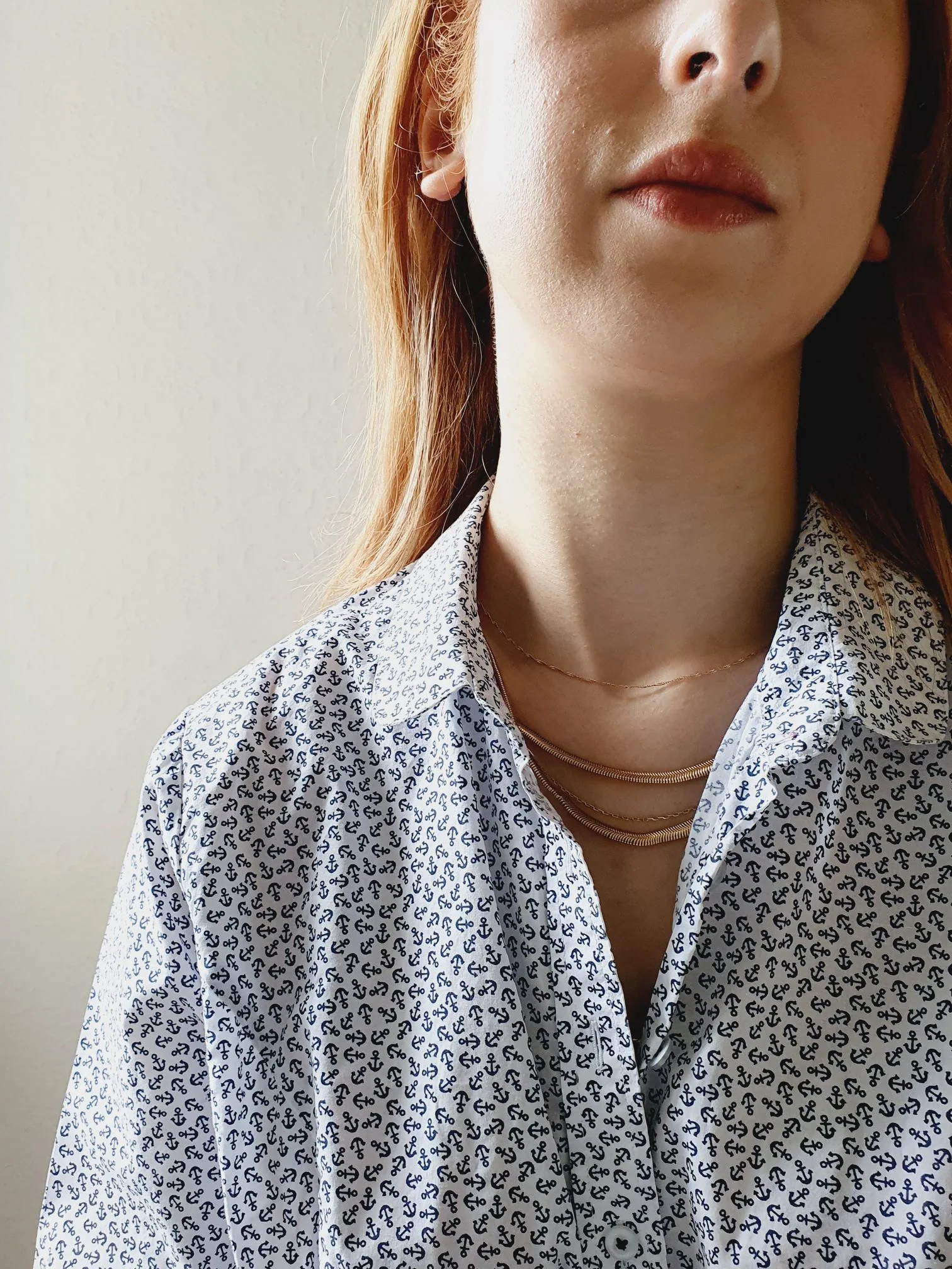 Cotton Anchor Print Shirt - M/L - Image 3