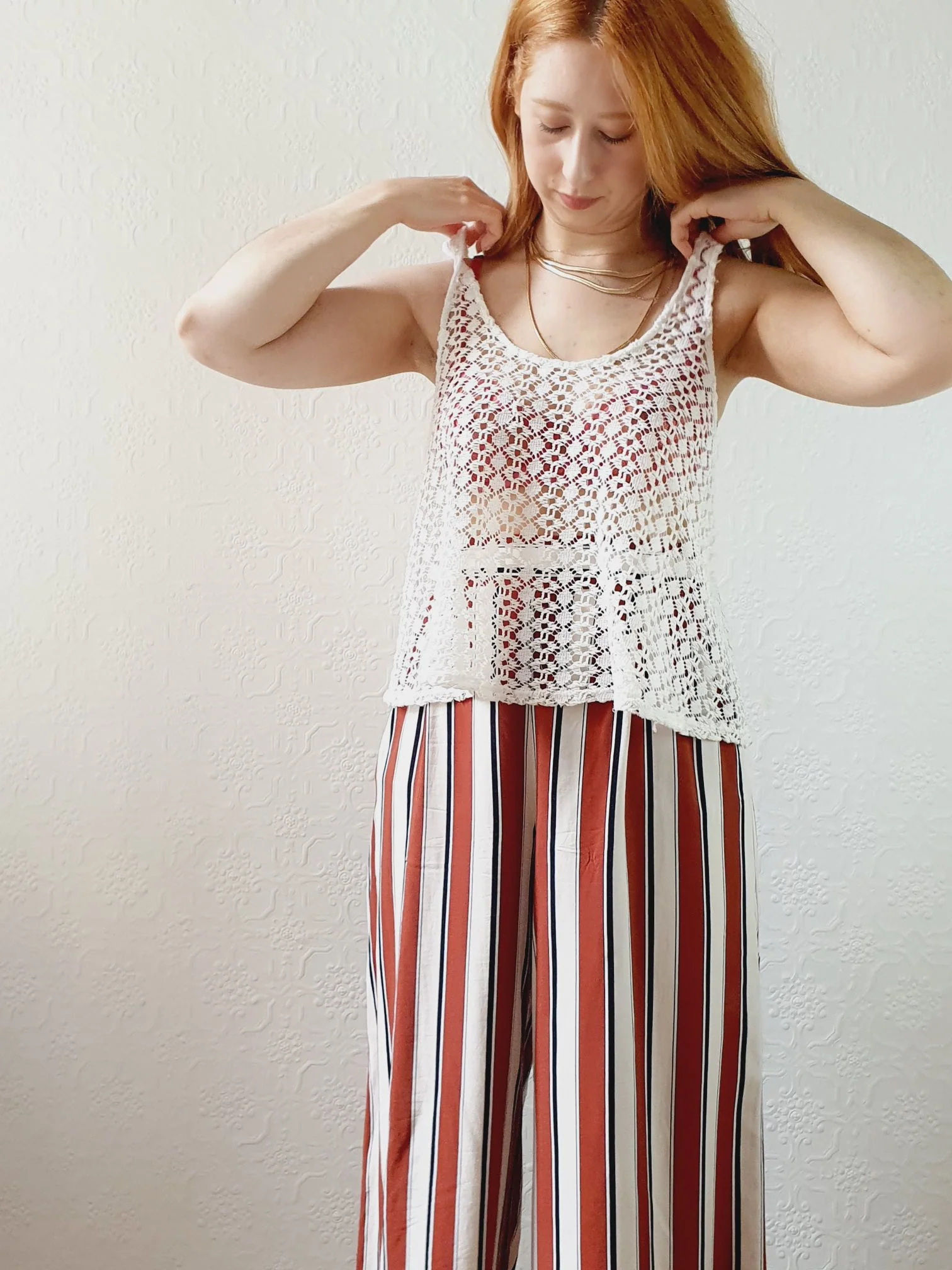 Cream Crochet Tank Top -S/M - Image 3